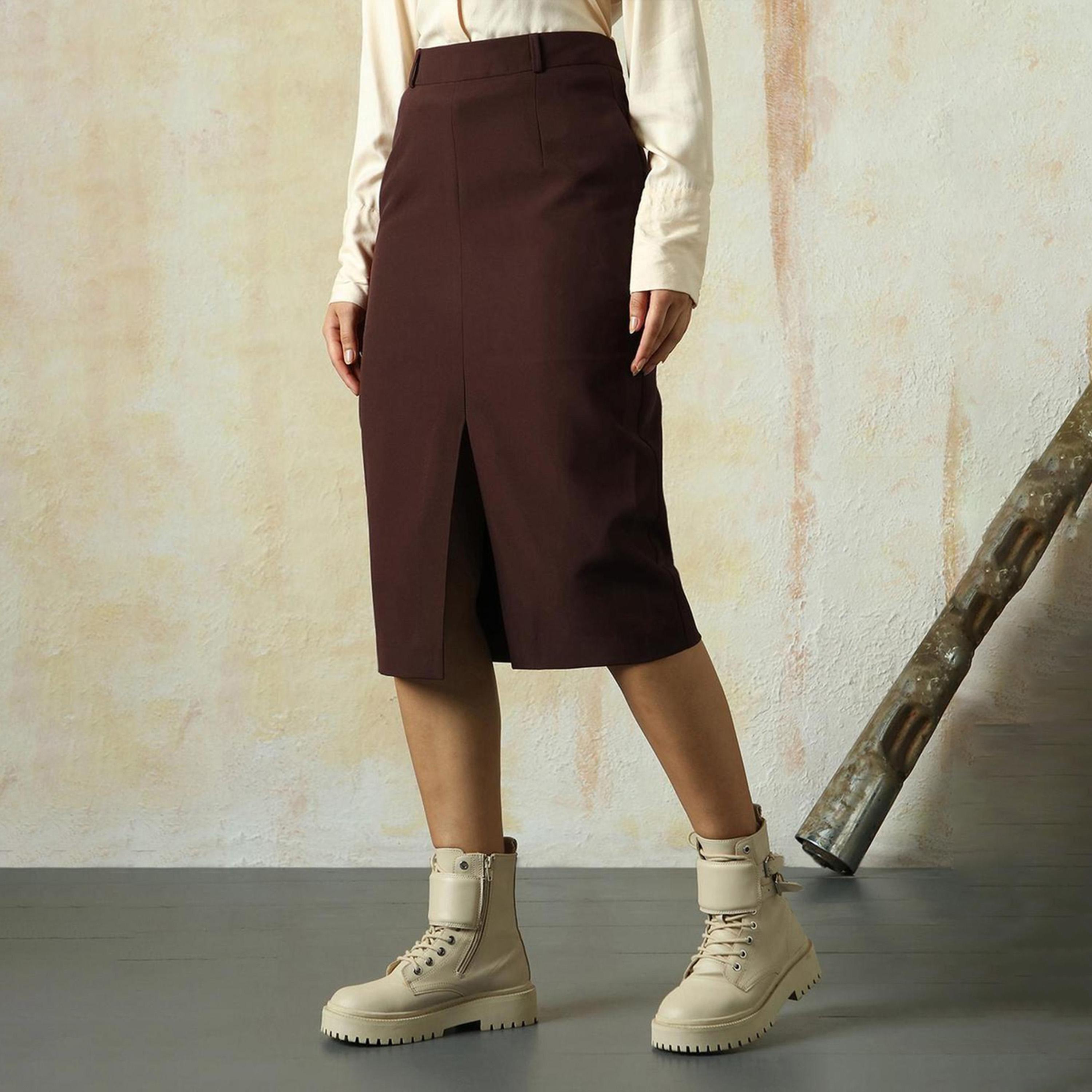 هاي ستار × ستايلي - تنورة نسائية - البني-women-clothing-bottoms-skirts-image-1