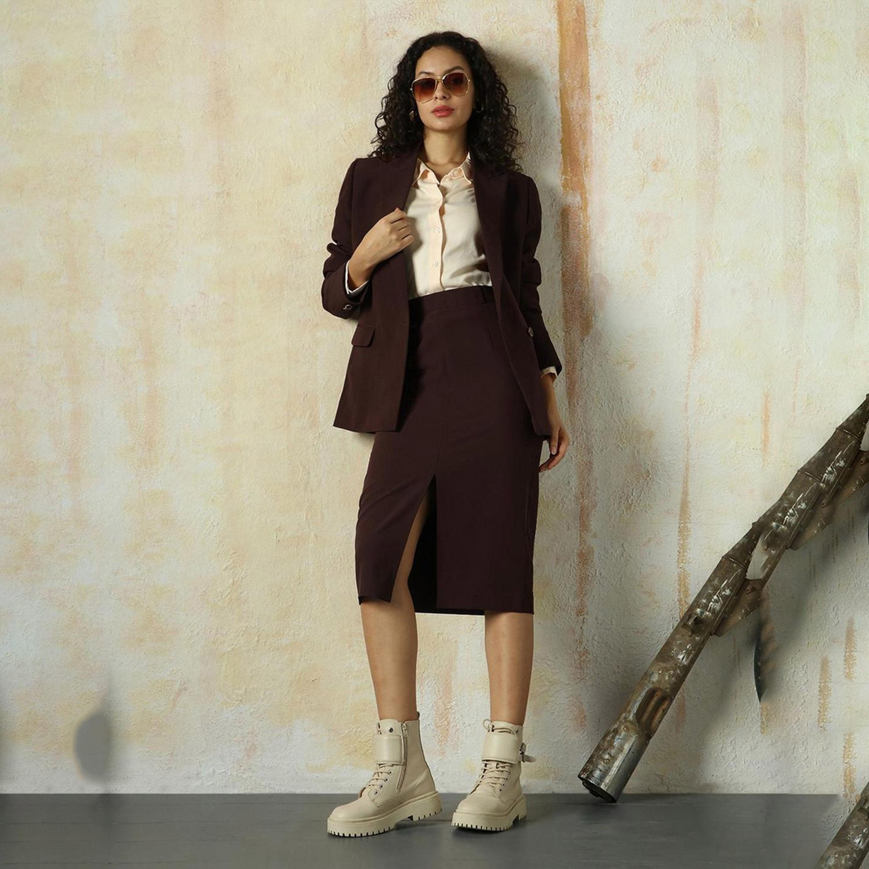 هاي ستار × ستايلي - تنورة نسائية - البني-women-clothing-bottoms-skirts-image-2