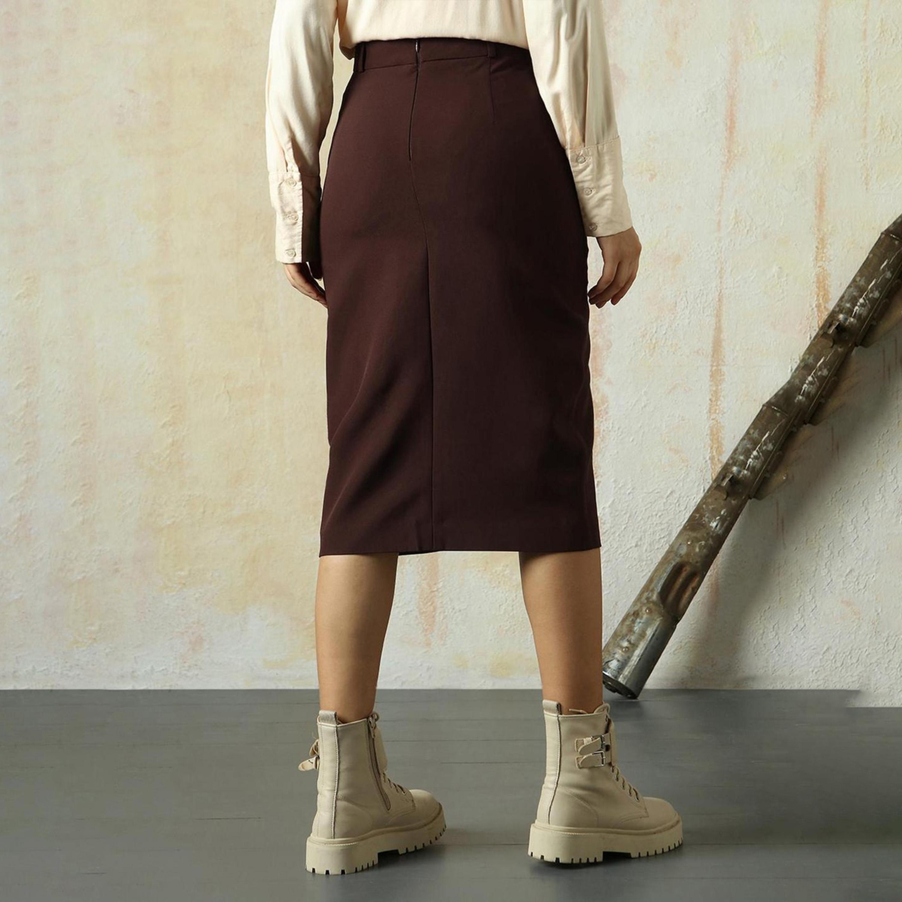 هاي ستار × ستايلي - تنورة نسائية - البني-women-clothing-bottoms-skirts-image-3