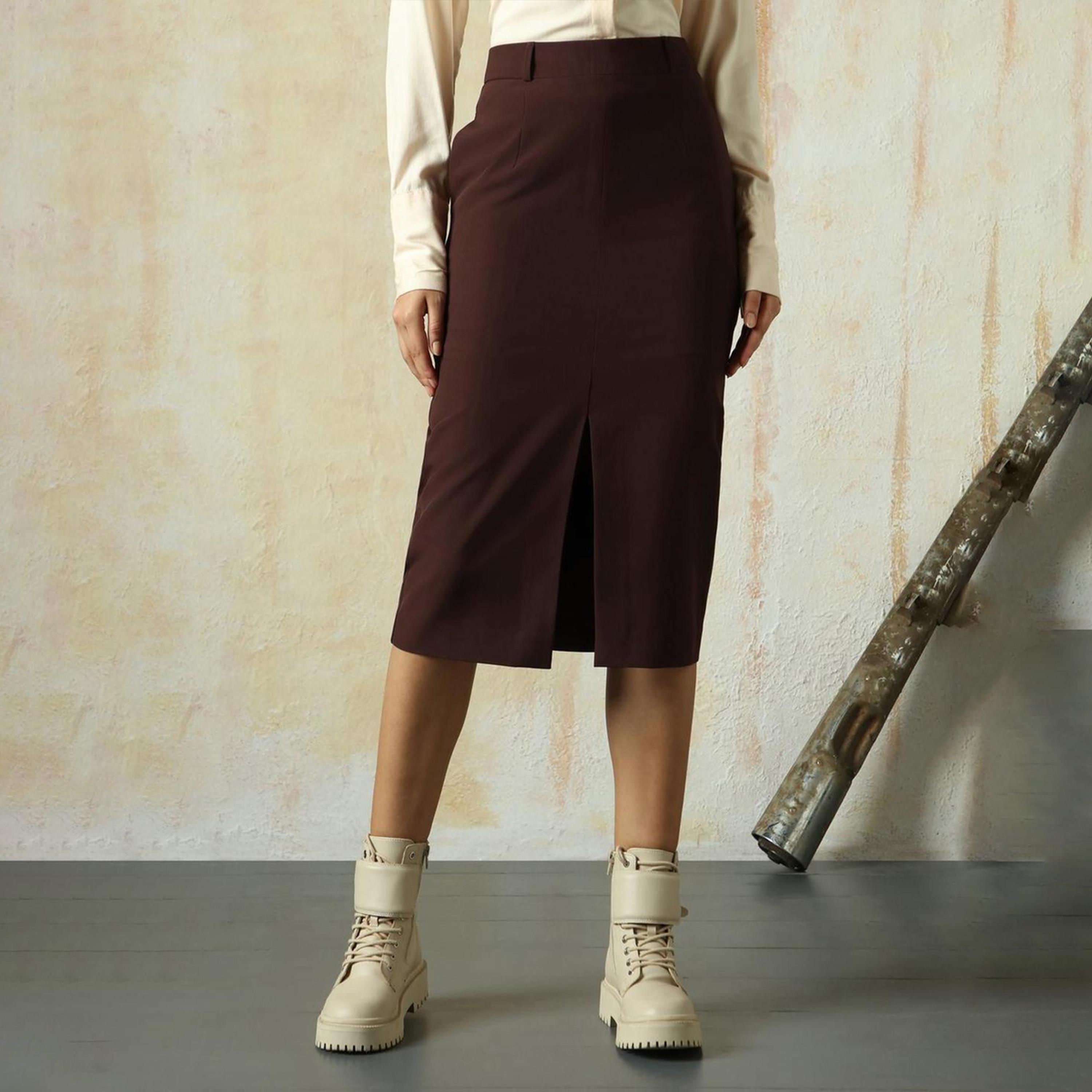 هاي ستار × ستايلي - تنورة نسائية - البني-women-clothing-bottoms-skirts-image-6