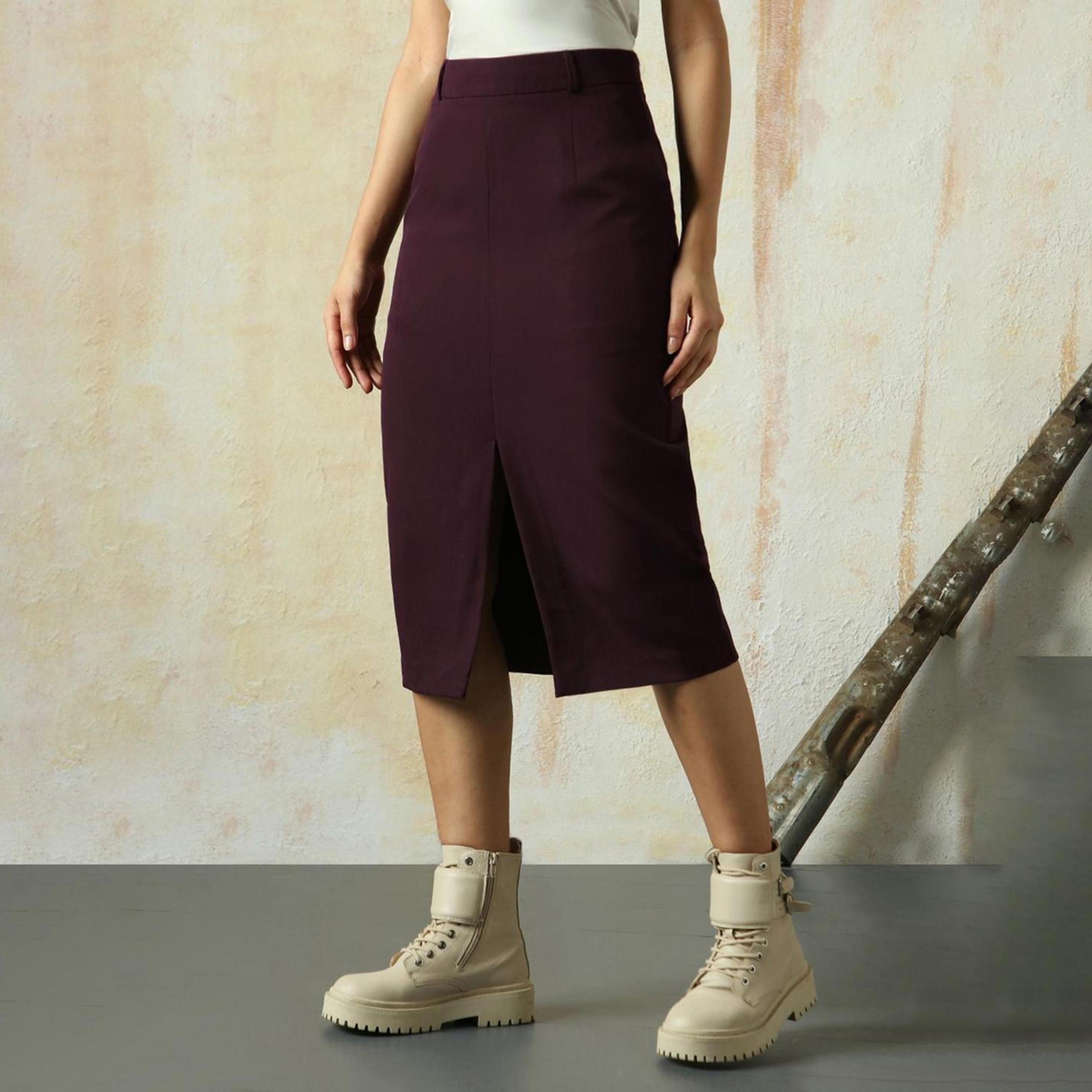 High Star X Styli Women Wine Skirts-women-clothing-bottoms-skirts-image-2