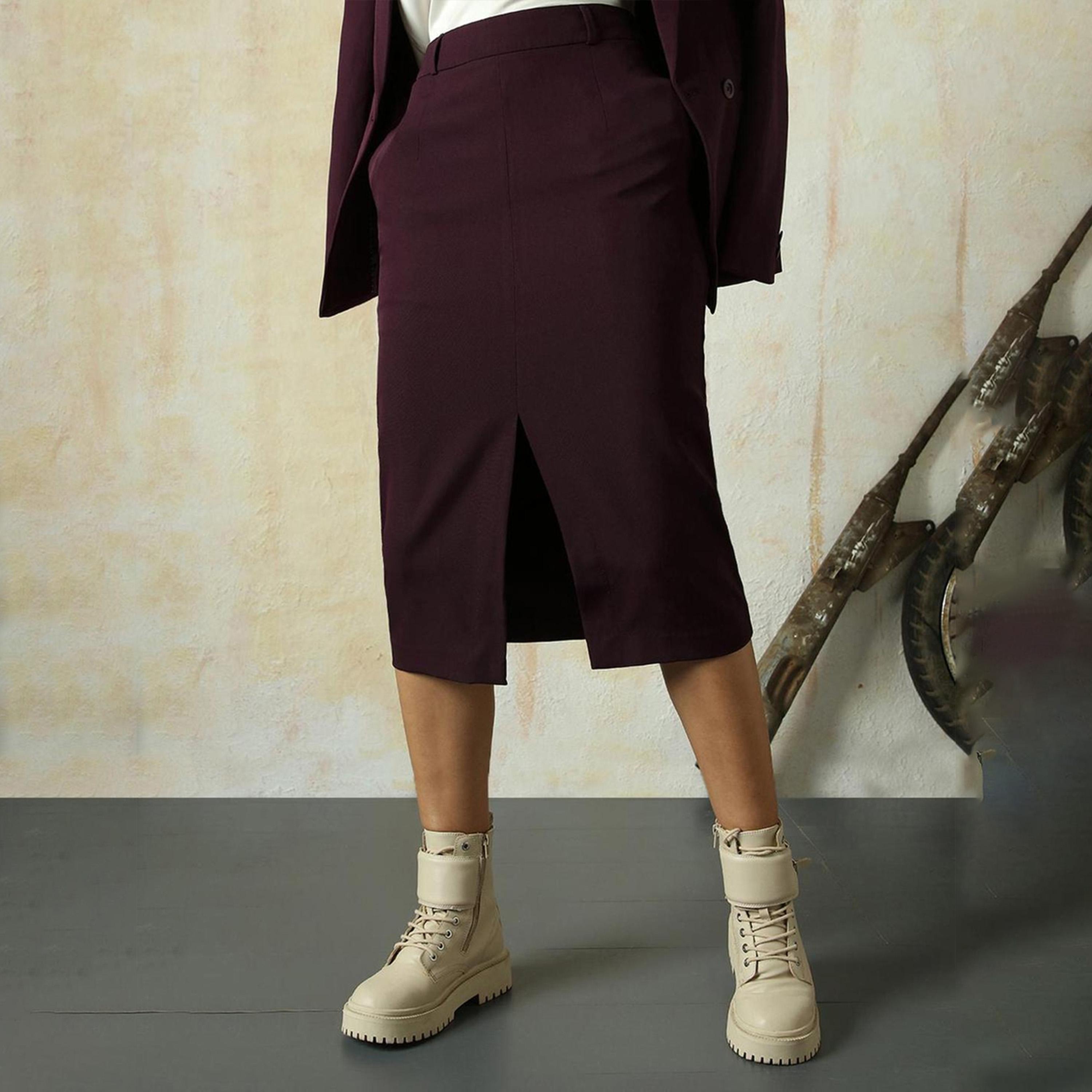 هاي ستار × ستايلي - تنورة نسائية - نبيذي-women-clothing-bottoms-skirts-image-5