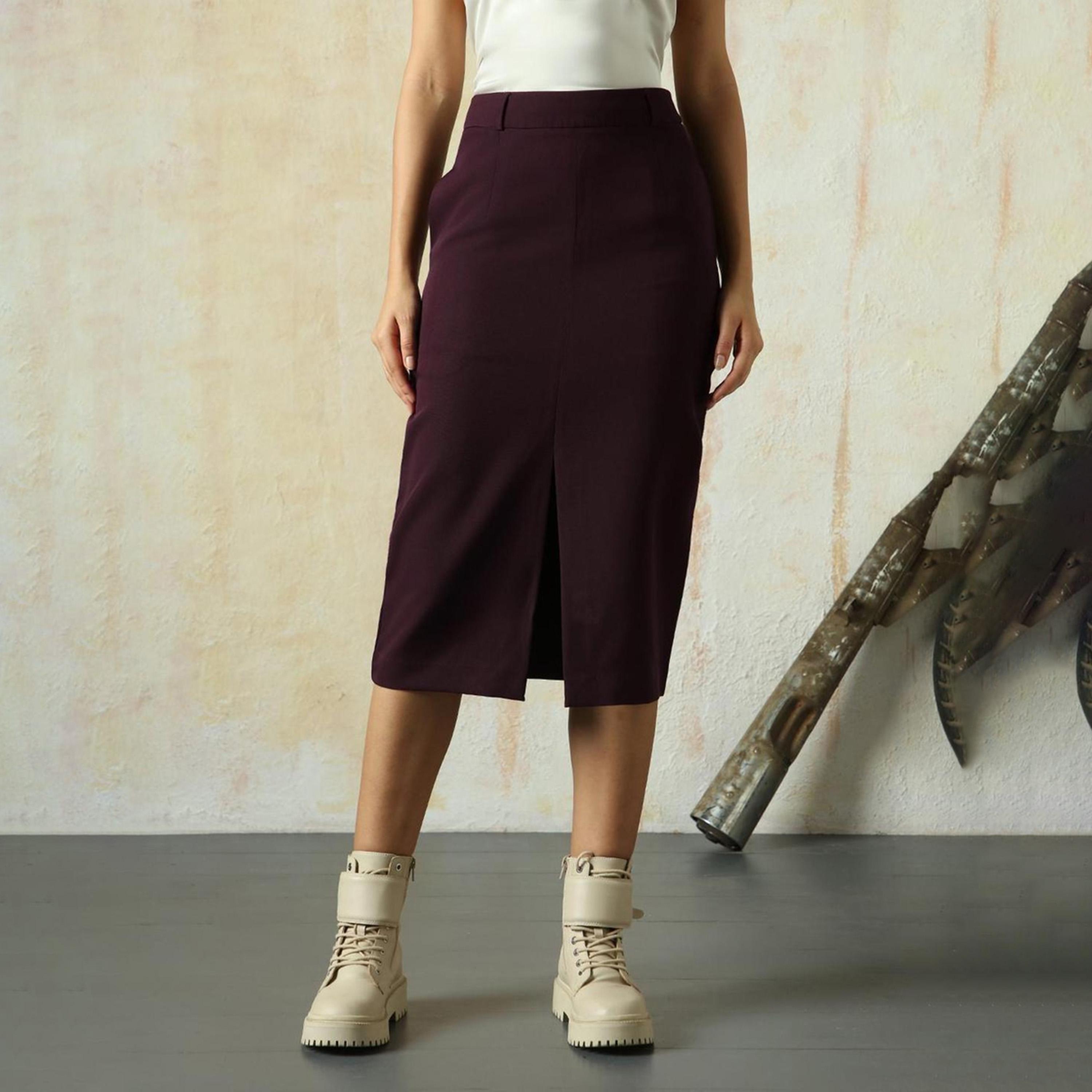 هاي ستار × ستايلي - تنورة نسائية - نبيذي-women-clothing-bottoms-skirts-image-6