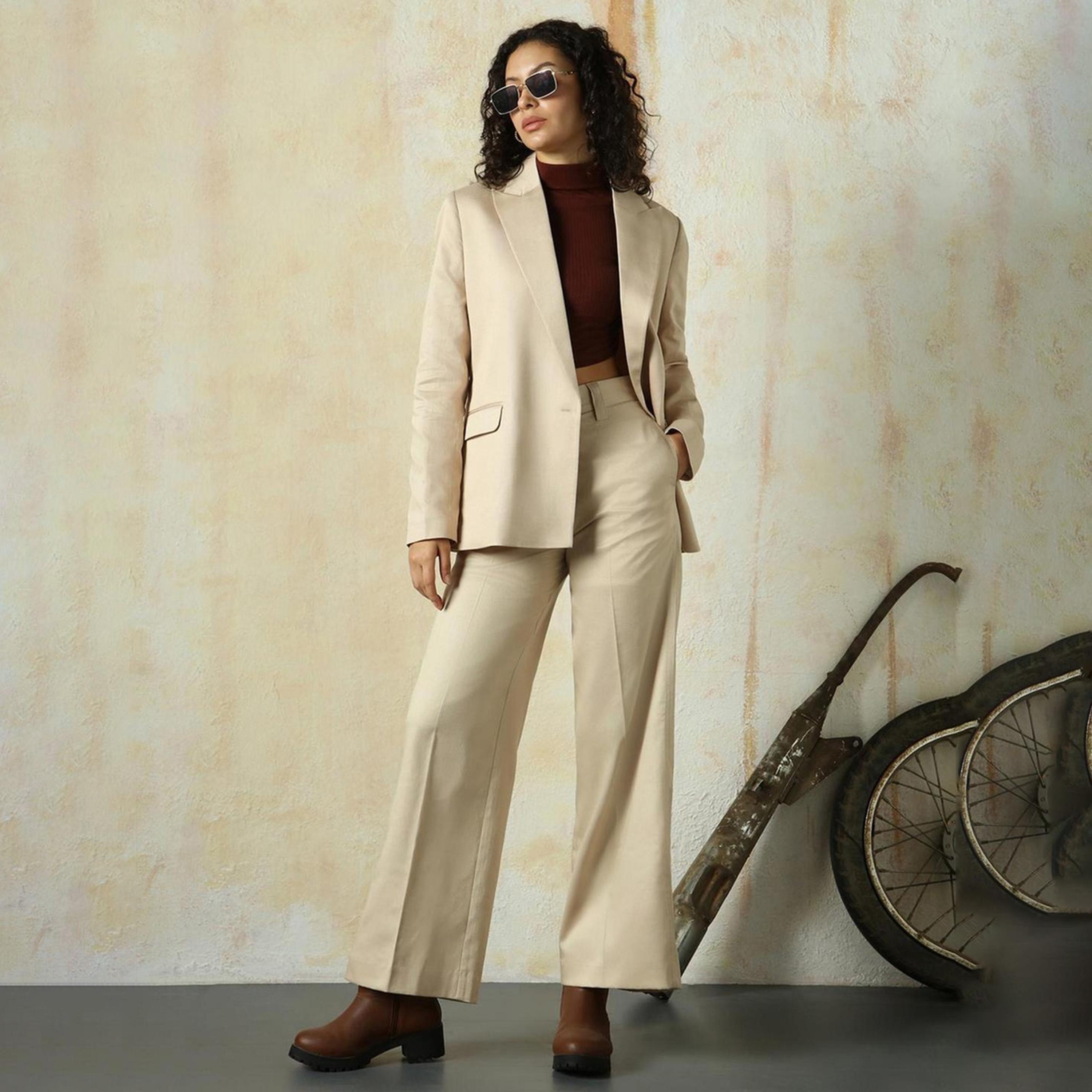 High Star X Styli Women Beige Trousers-women-clothing-bottoms-trousers-image-2