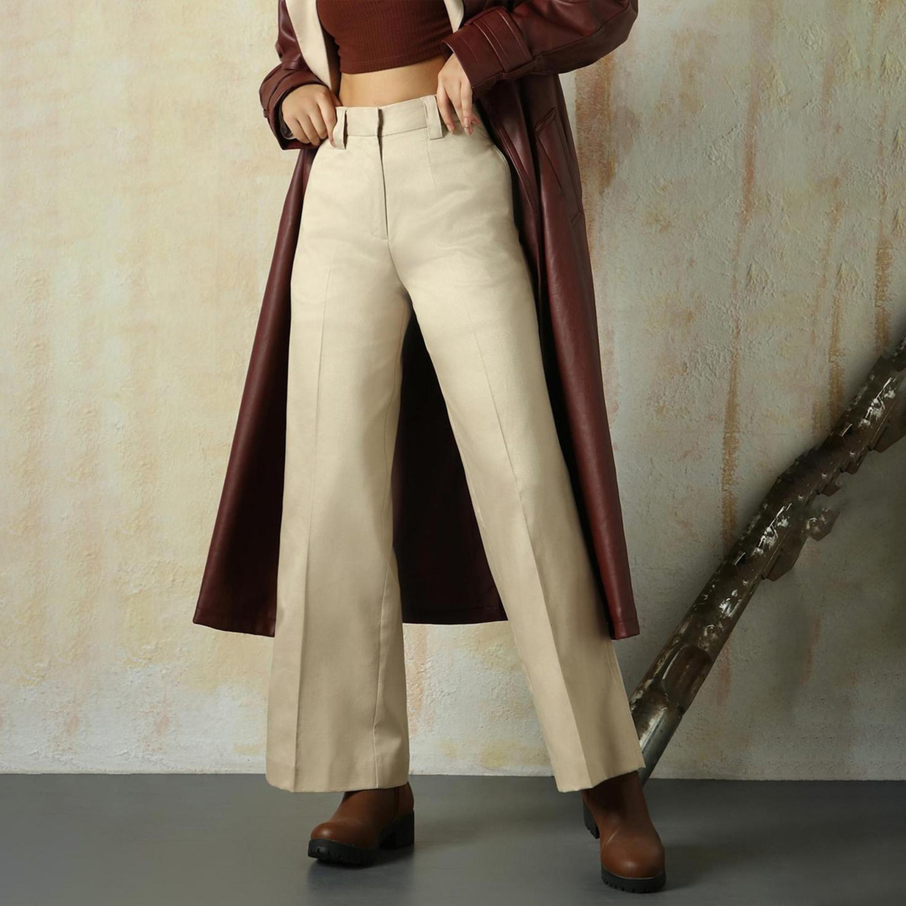 High Star X Styli Women Beige Trousers-women-clothing-bottoms-trousers-image-3