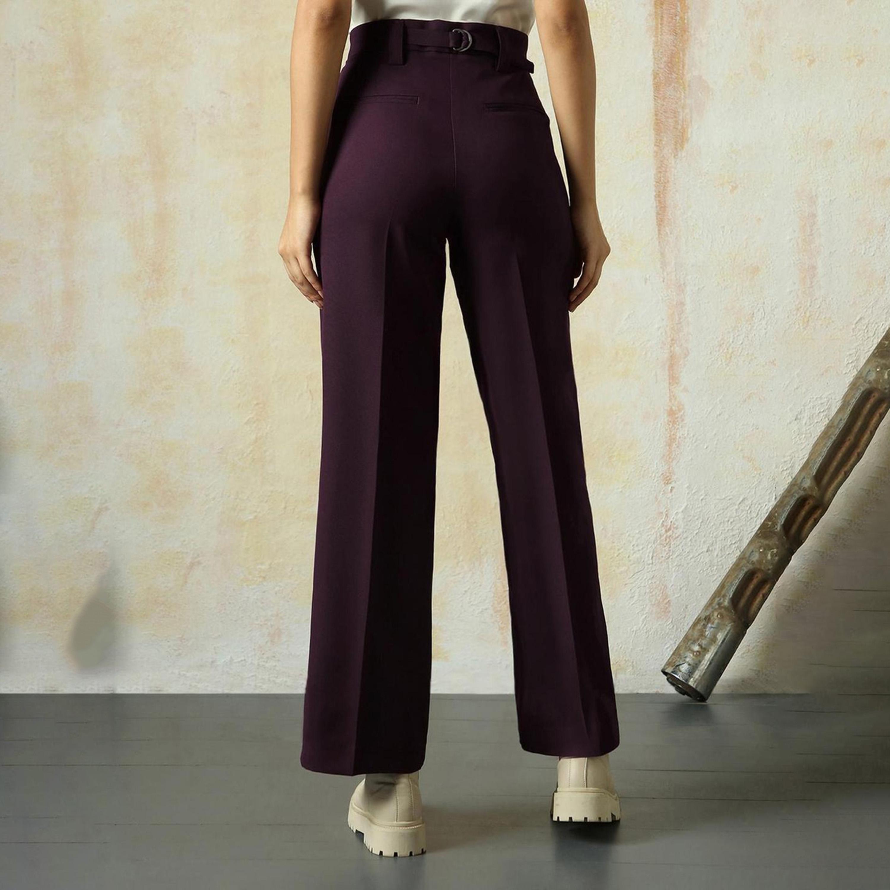 هاي ستار × ستايلي - بنطال نسائي واسع الساق - نبيذي-women-clothing-bottoms-trousers-image-3