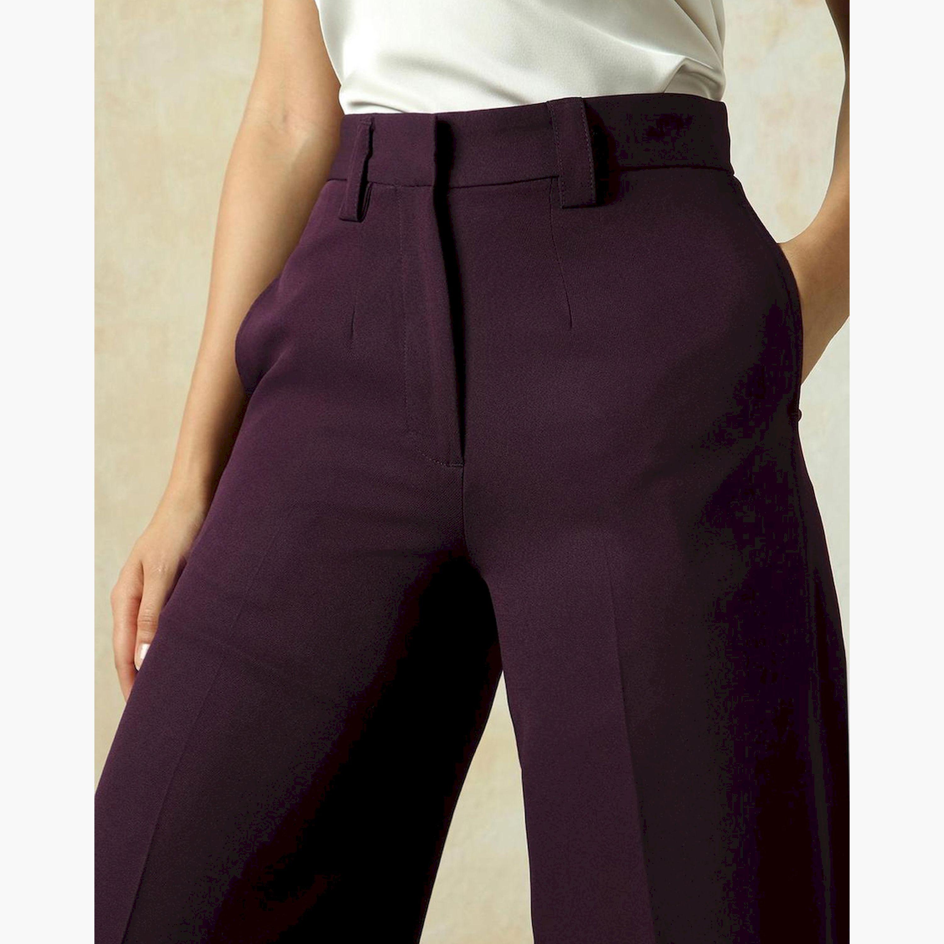 هاي ستار × ستايلي - بنطال نسائي واسع الساق - نبيذي-women-clothing-bottoms-trousers-image-4