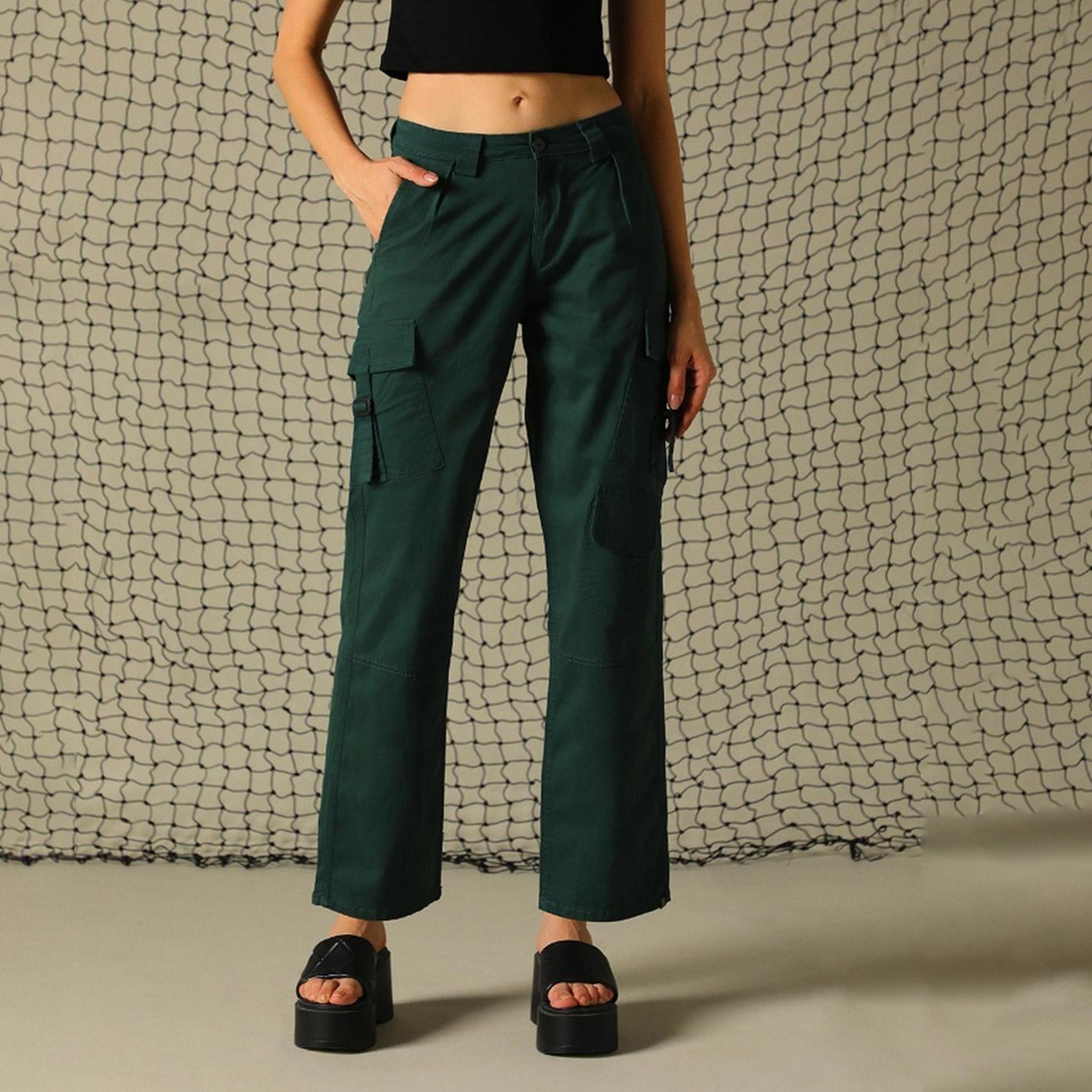 هابر هولم × ستايلي - بنطال نسائي - أخضر الغابة-women-clothing-bottoms-trousers-image-1
