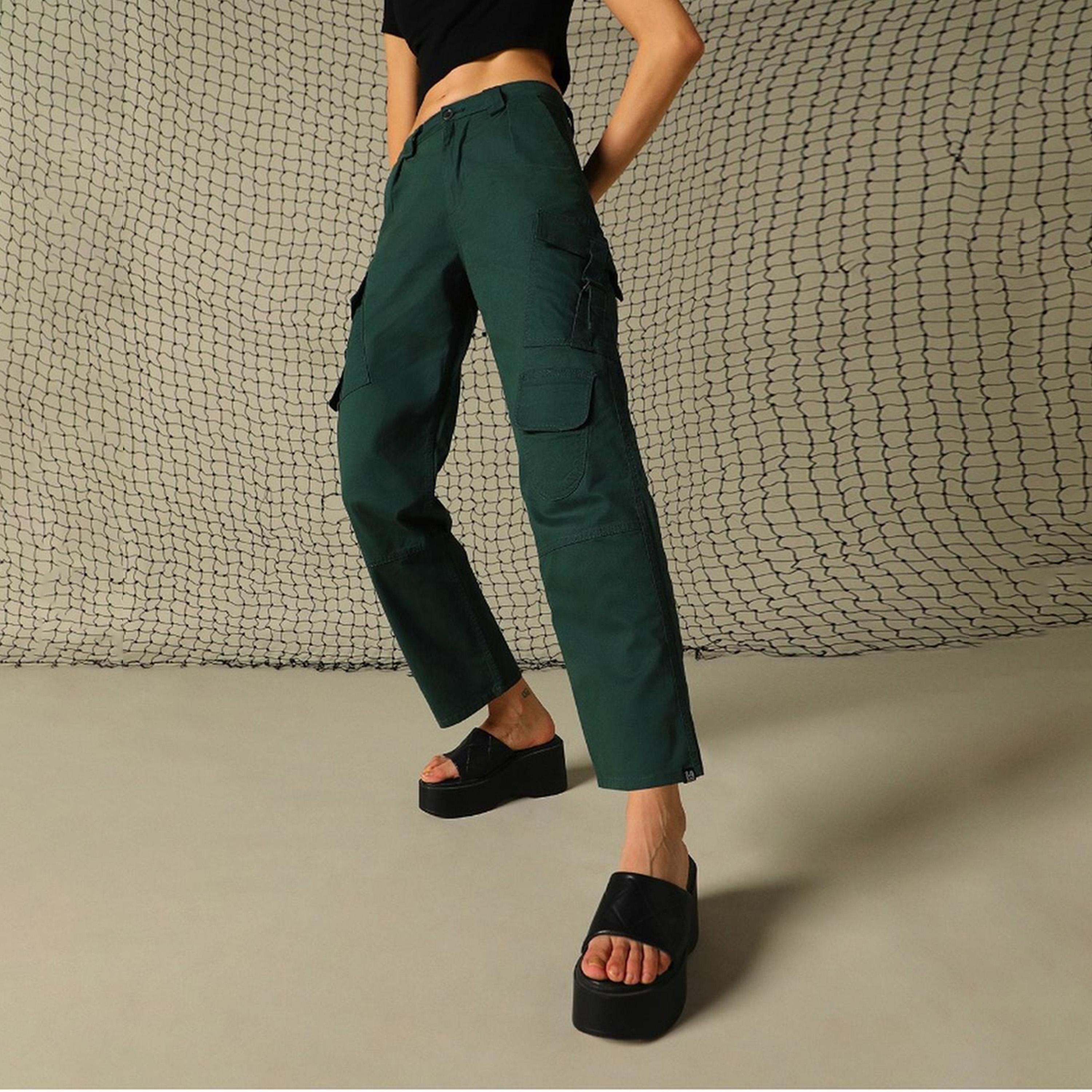 هابر هولم × ستايلي - بنطال نسائي - أخضر الغابة-women-clothing-bottoms-trousers-image-2