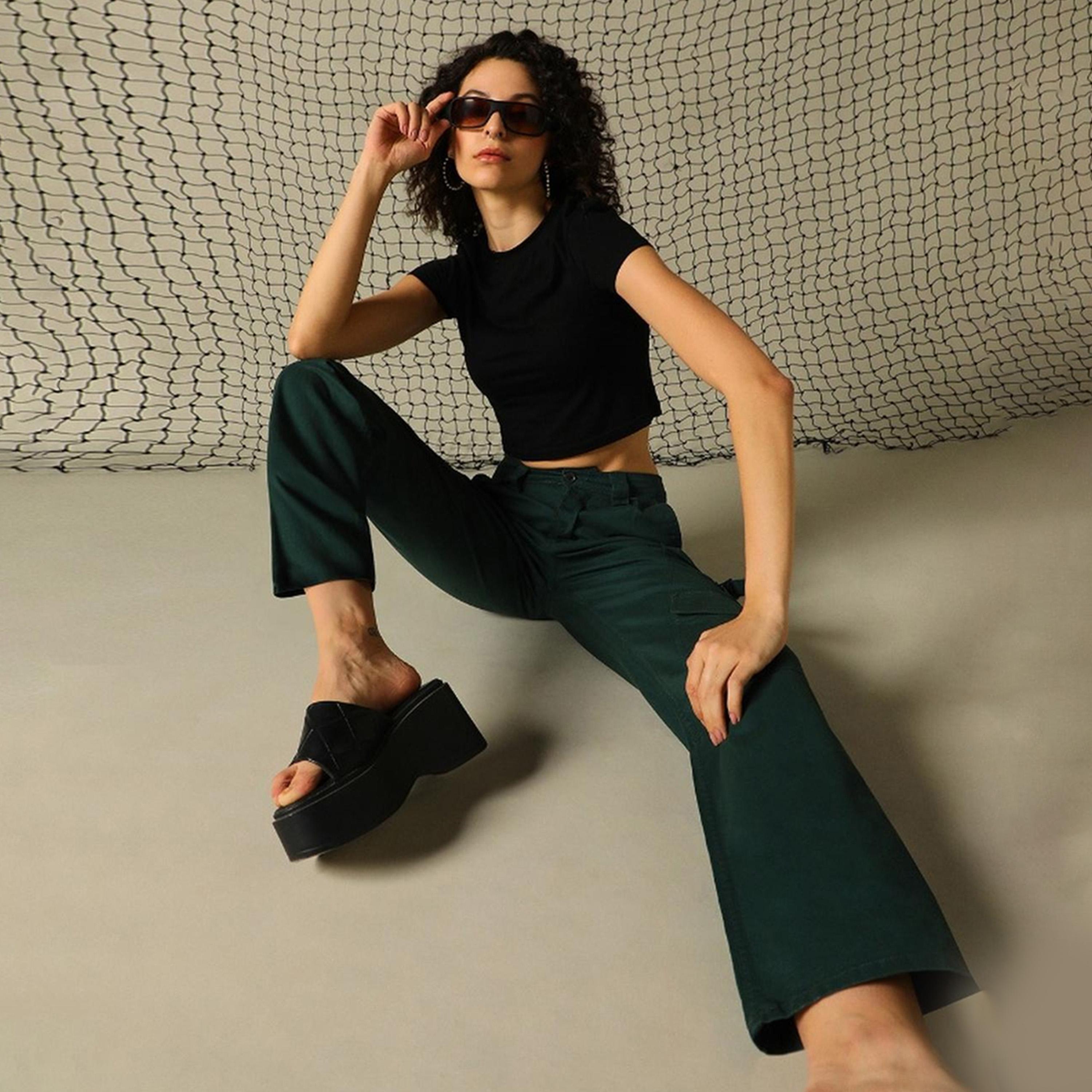 هابر هولم × ستايلي - بنطال نسائي - أخضر الغابة-women-clothing-bottoms-trousers-image-3