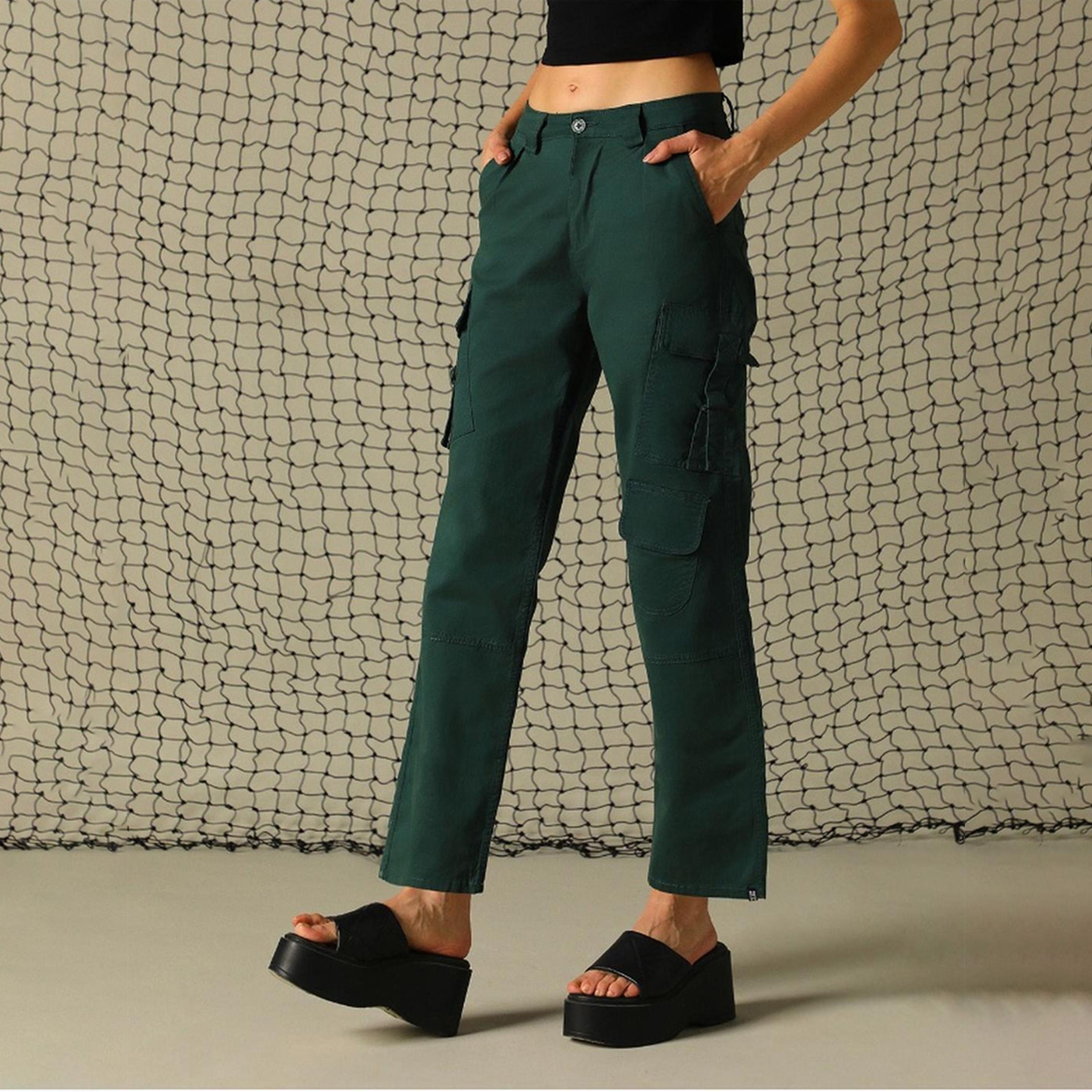 هابر هولم × ستايلي - بنطال نسائي - أخضر الغابة-women-clothing-bottoms-trousers-image-4