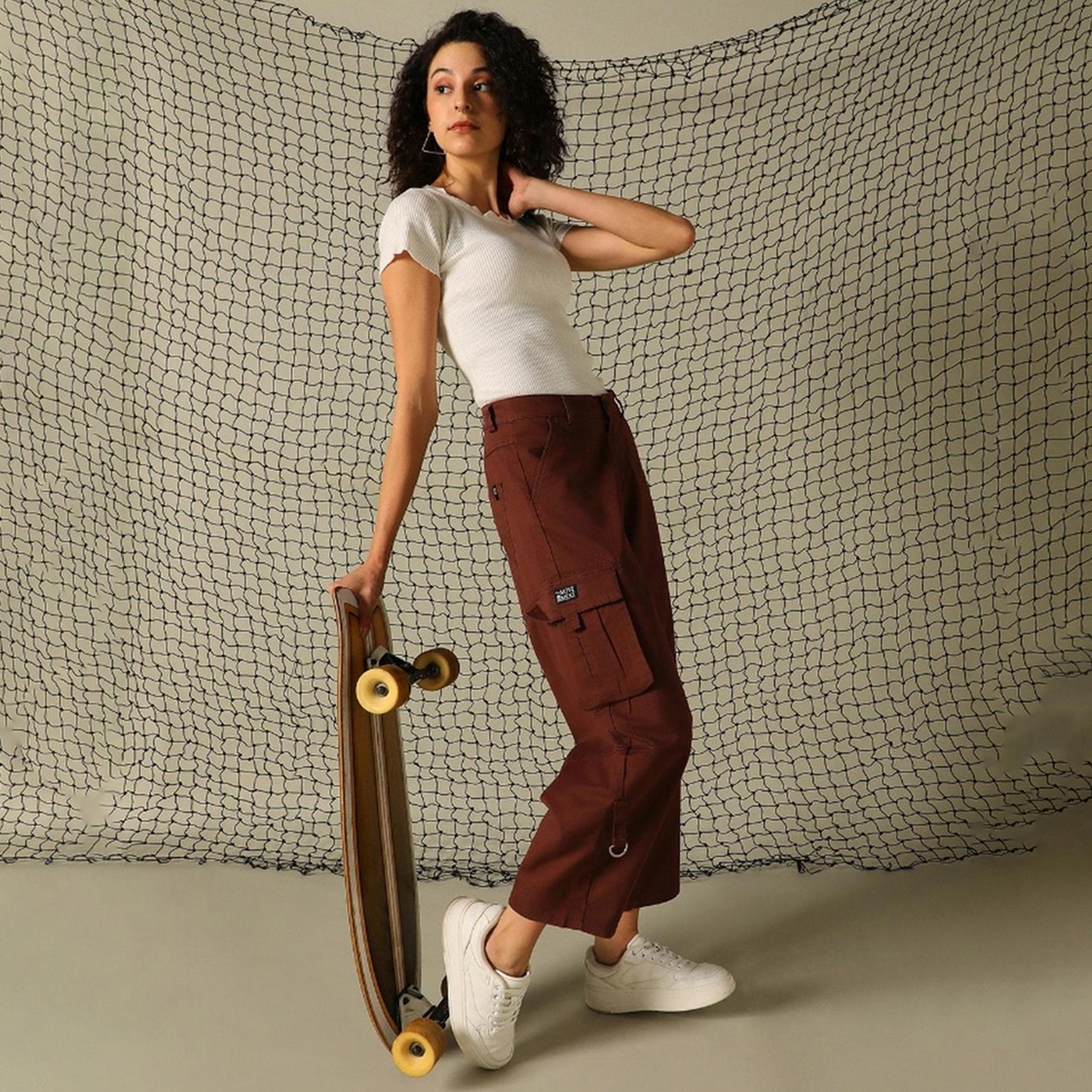 Hubberholme X Styli Women Brown Trousers-women-clothing-bottoms-trousers-image-1