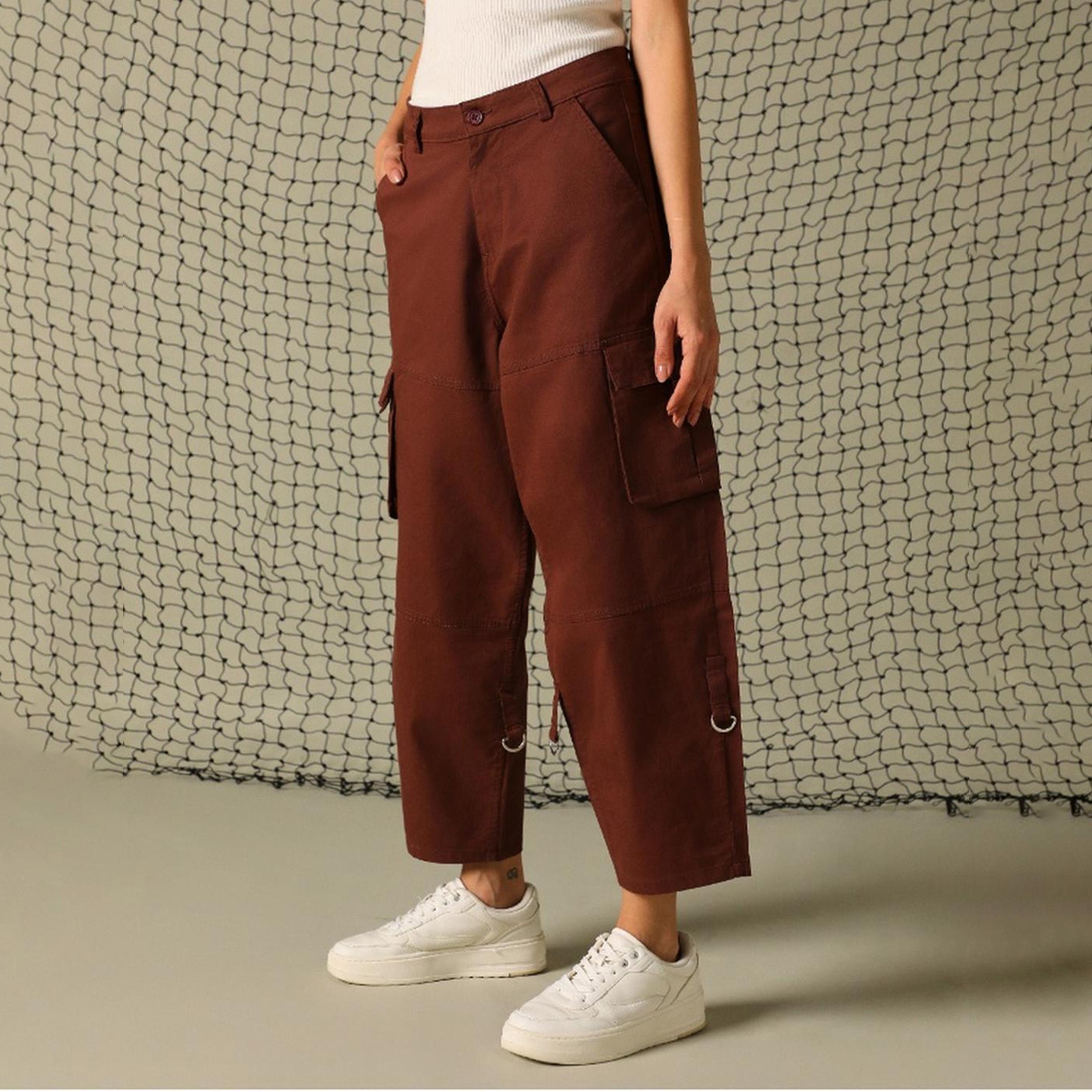 هابر هولم × ستايلي - بنطال للنساء - بني-women-clothing-bottoms-trousers-image-2