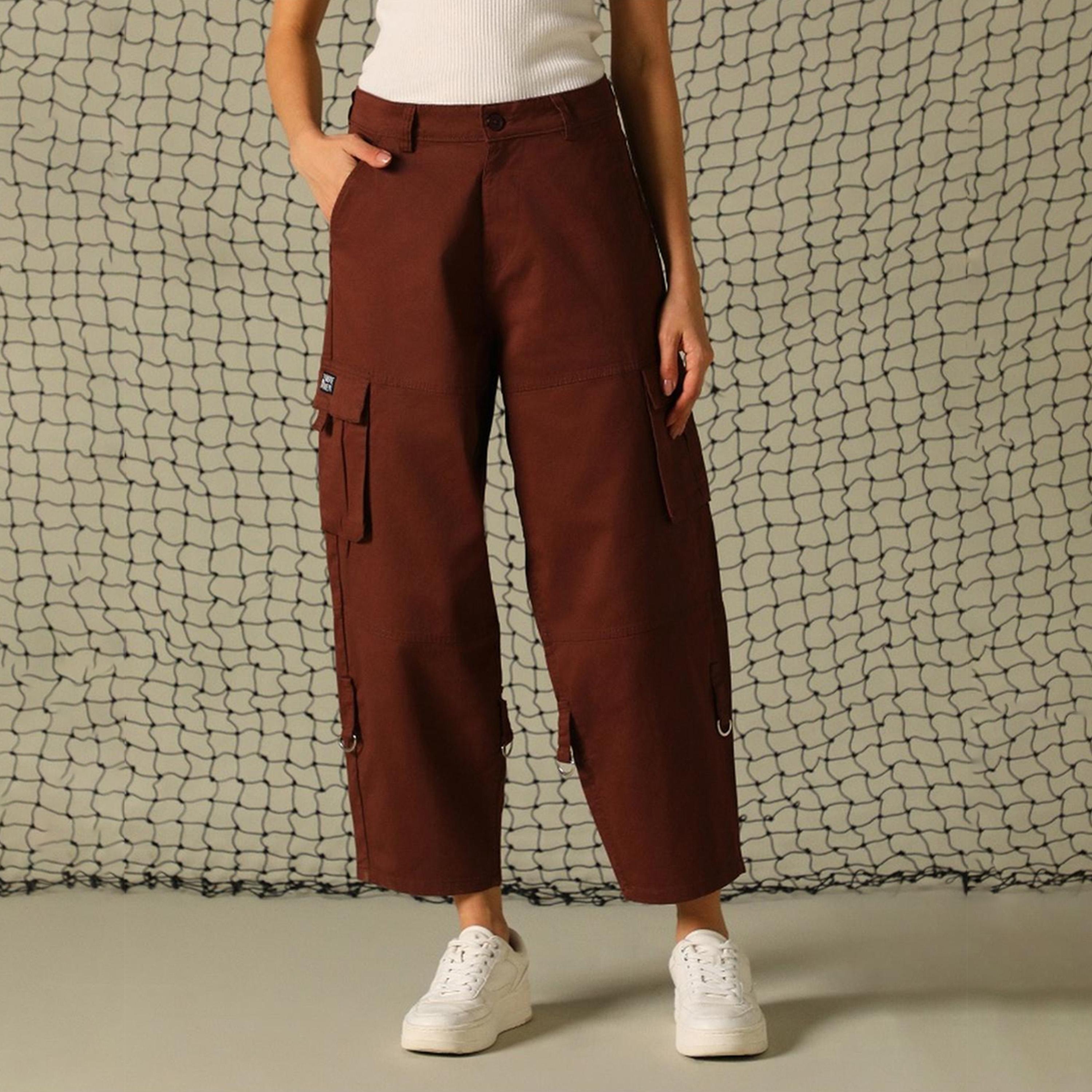هابر هولم × ستايلي - بنطال للنساء - بني-women-clothing-bottoms-trousers-image-6