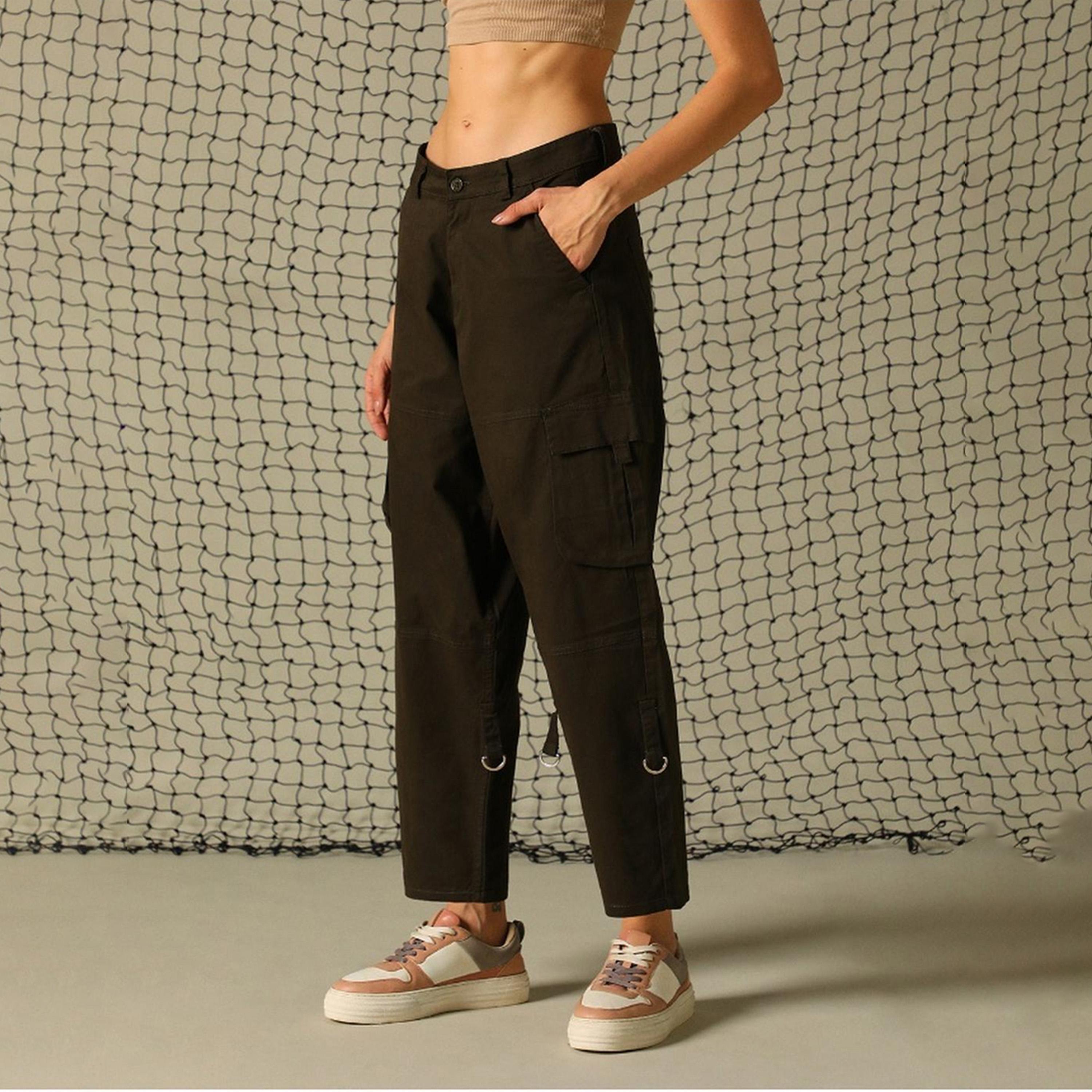 هابر هولم × ستايلي - بنطال نسائي - زيتي داكن-women-clothing-bottoms-trousers-image-4