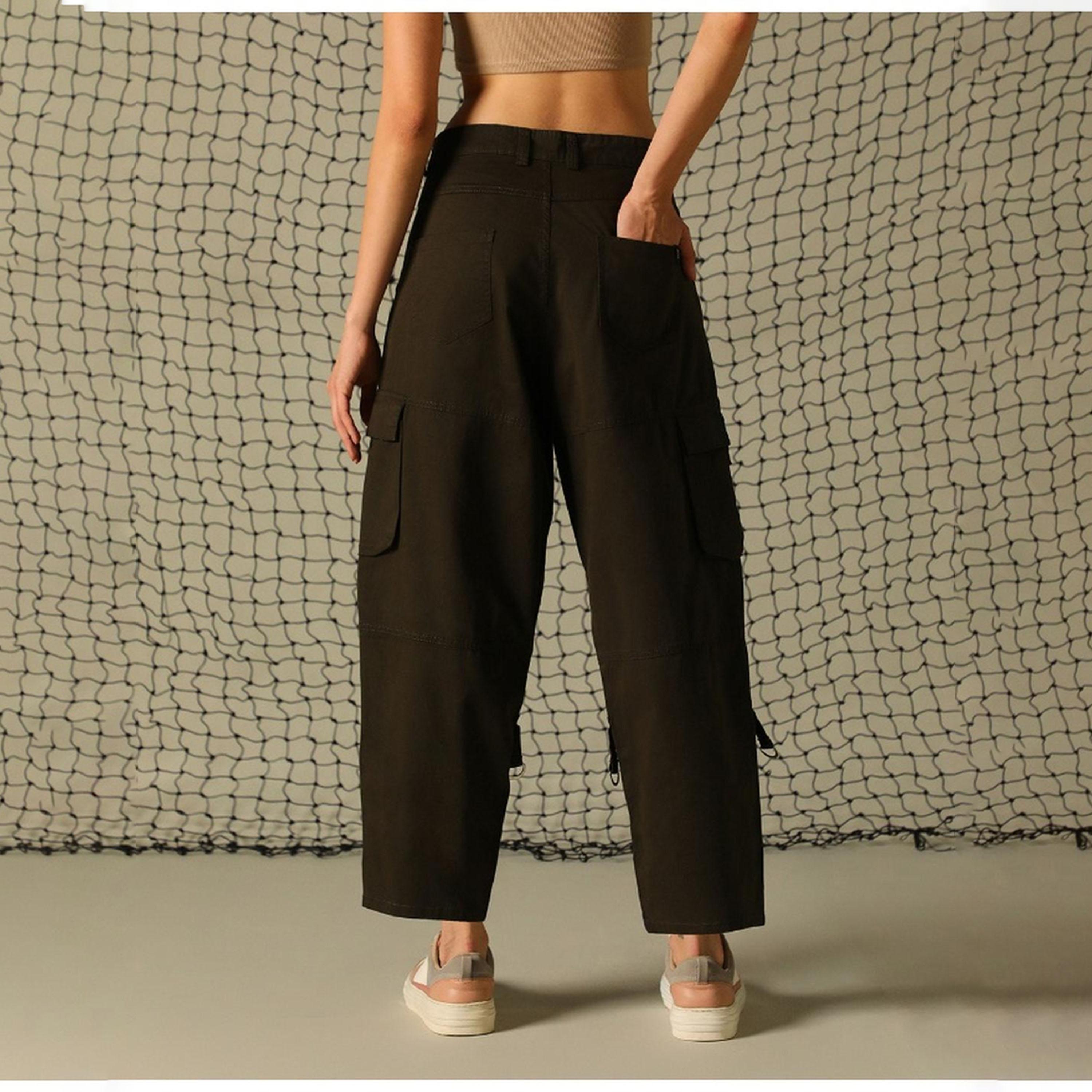 هابر هولم × ستايلي - بنطال نسائي - زيتي داكن-women-clothing-bottoms-trousers-image-5
