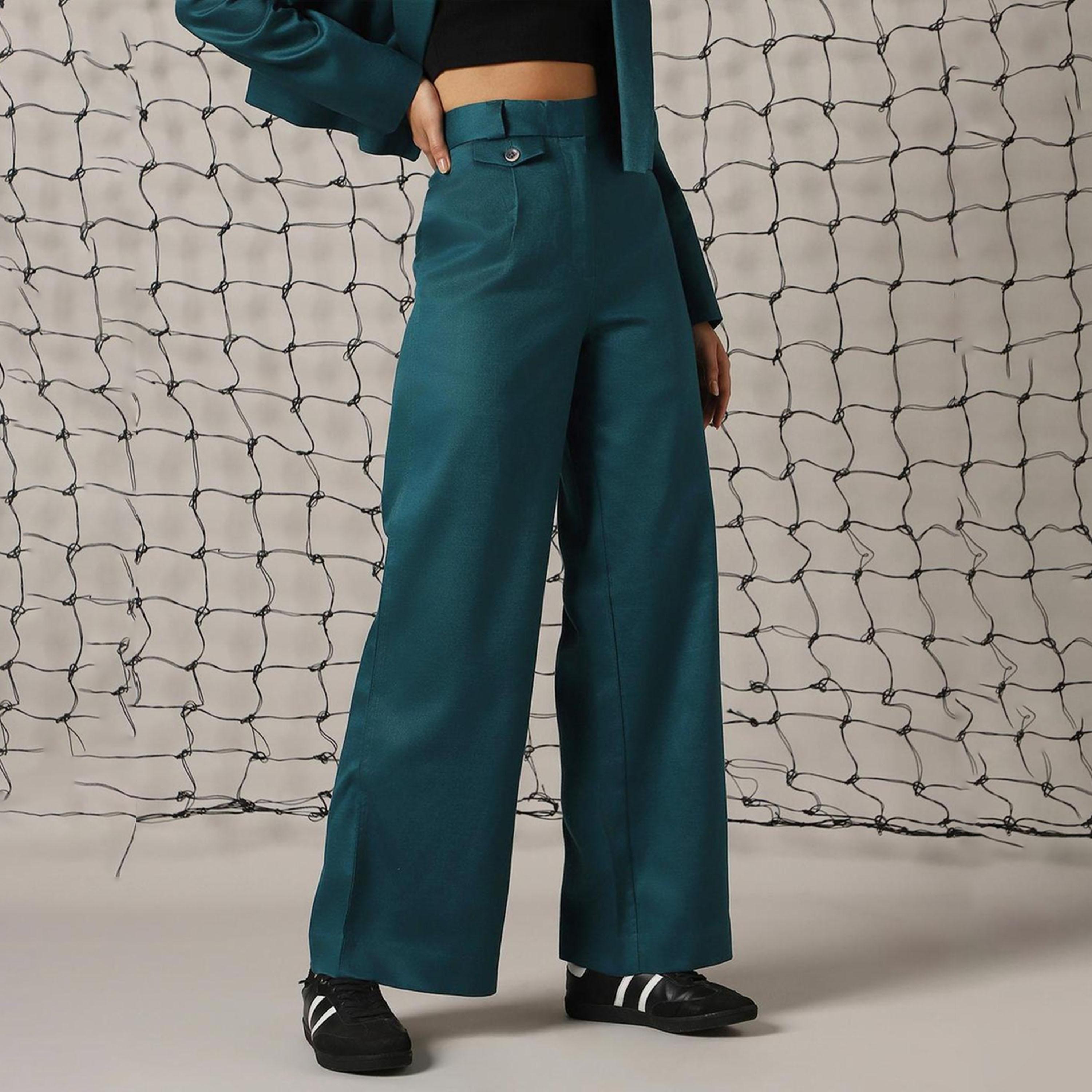 Hubberholme X Styli Women deep teal Trousers-women-clothing-bottoms-trousers-image-2