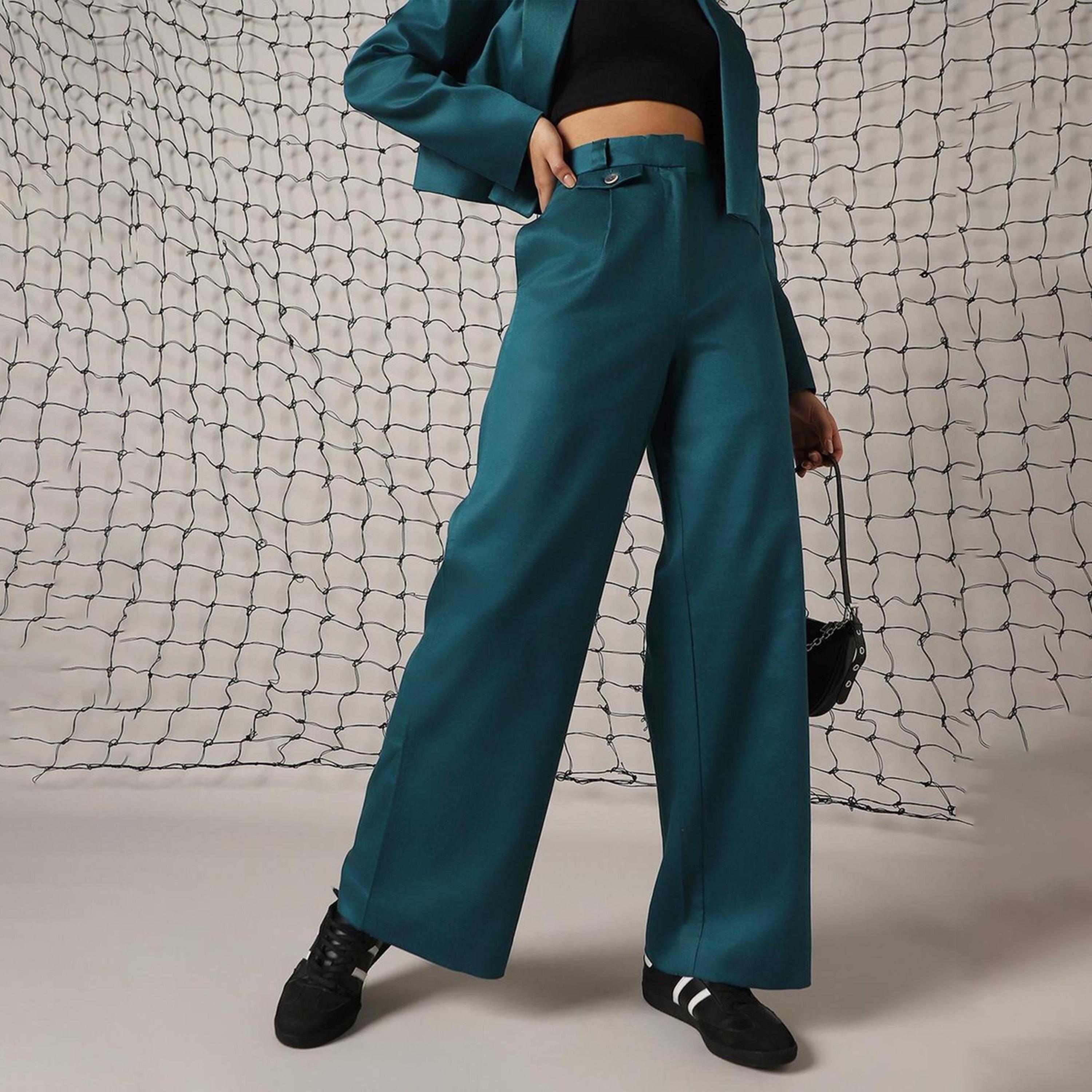 هابر هولم × ستايلي - بنطال للنساء - أزرق مخضر داكن-women-clothing-bottoms-trousers-image-5