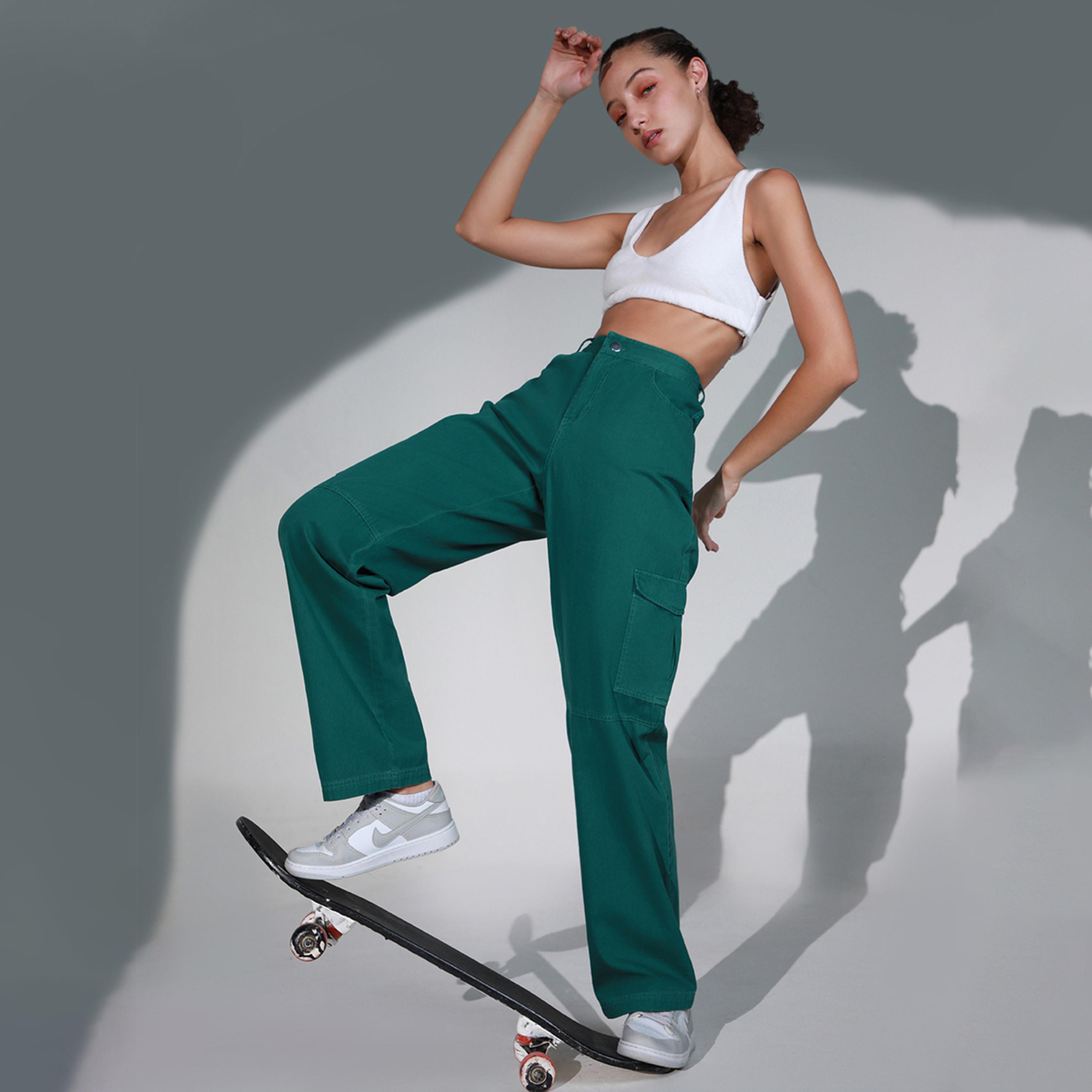 هابر هولم × ستايلي - بنطال نسائي - أخضر-women-clothing-bottoms-trousers-image-5