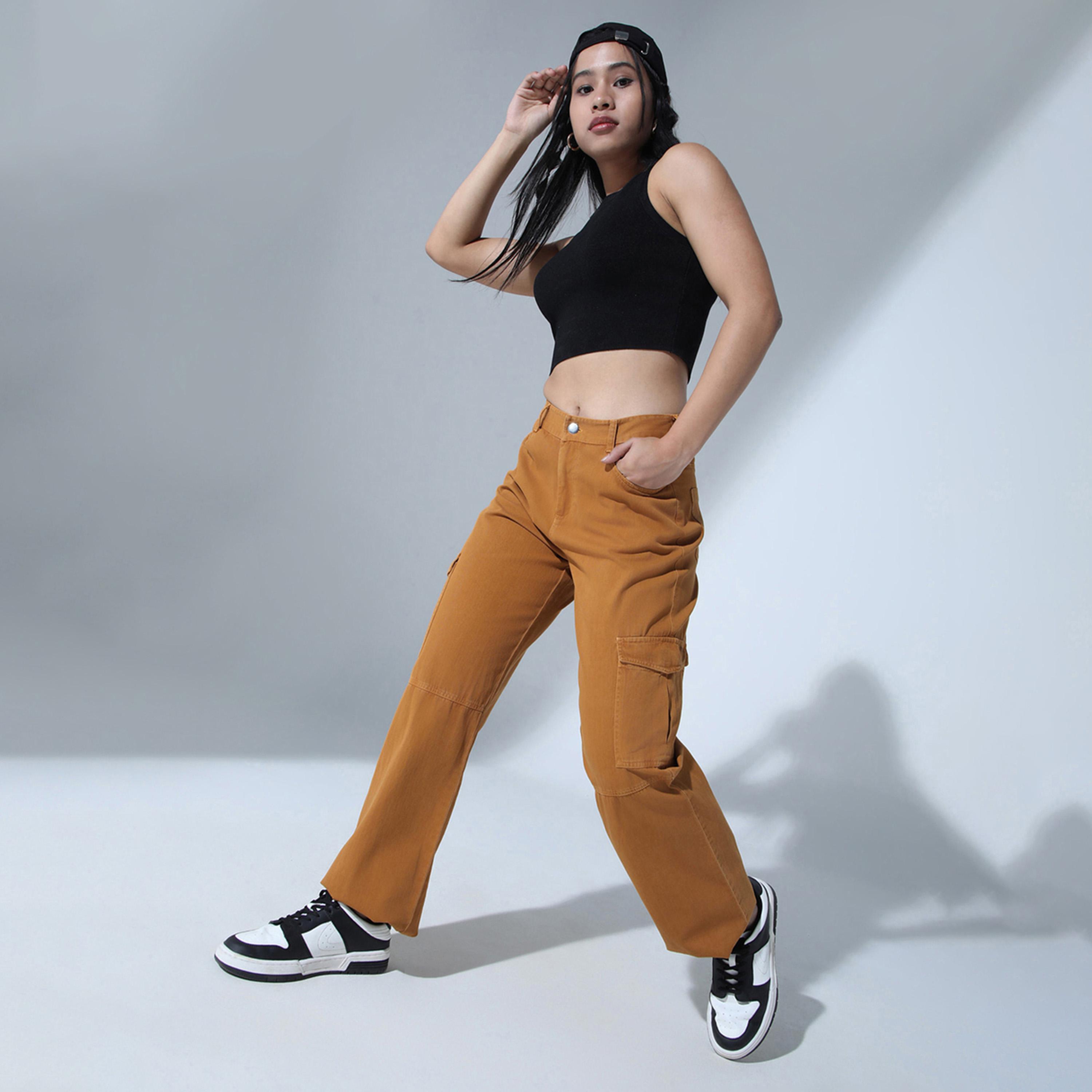 Hubberholme X Styli Women Tan Trousers-women-clothing-bottoms-trousers-image-4