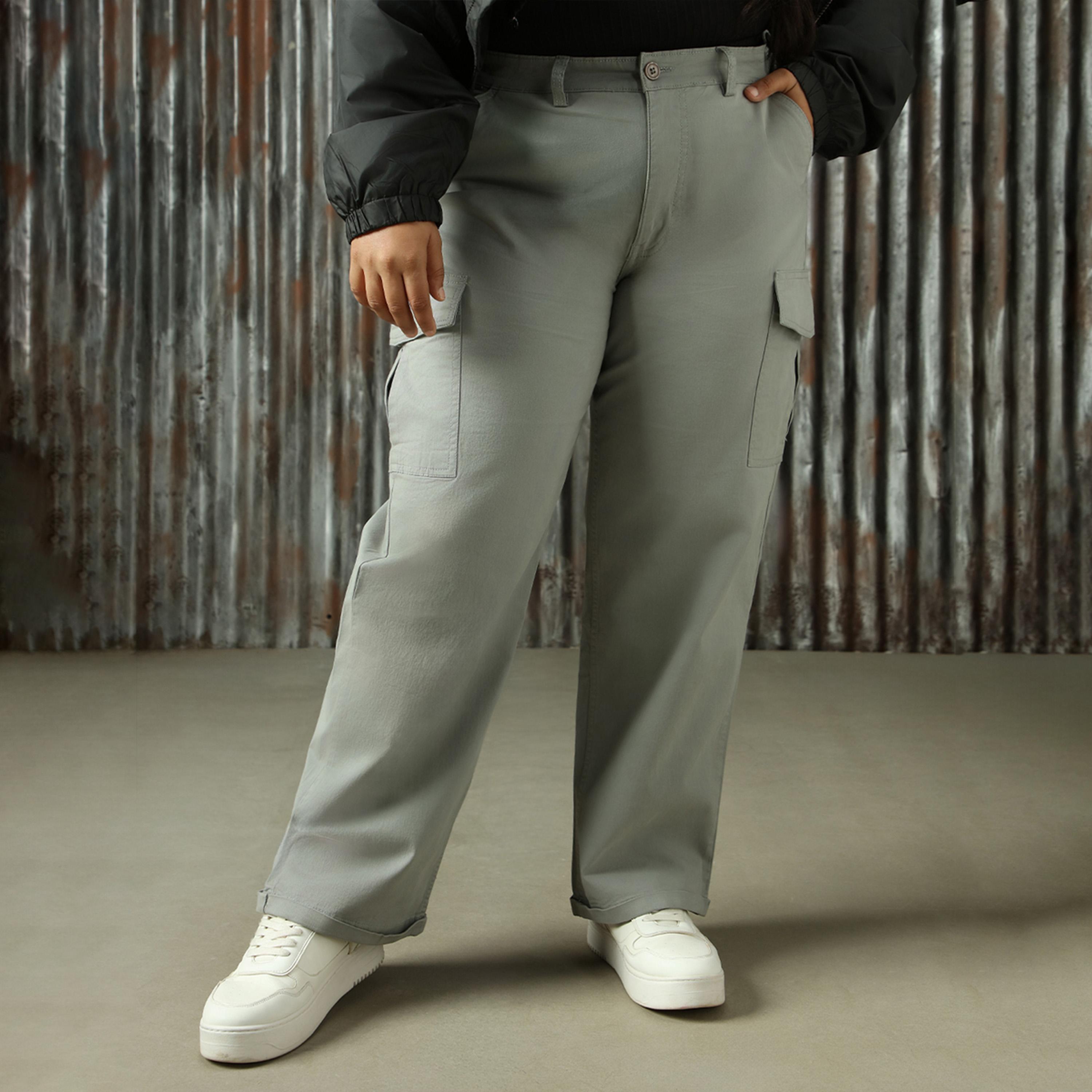 هاي ستار × ستايلي - بنطال بخصر مرتفع وقصة عادية مقاس كبير-women-clothing-bottoms-trousers-image-1