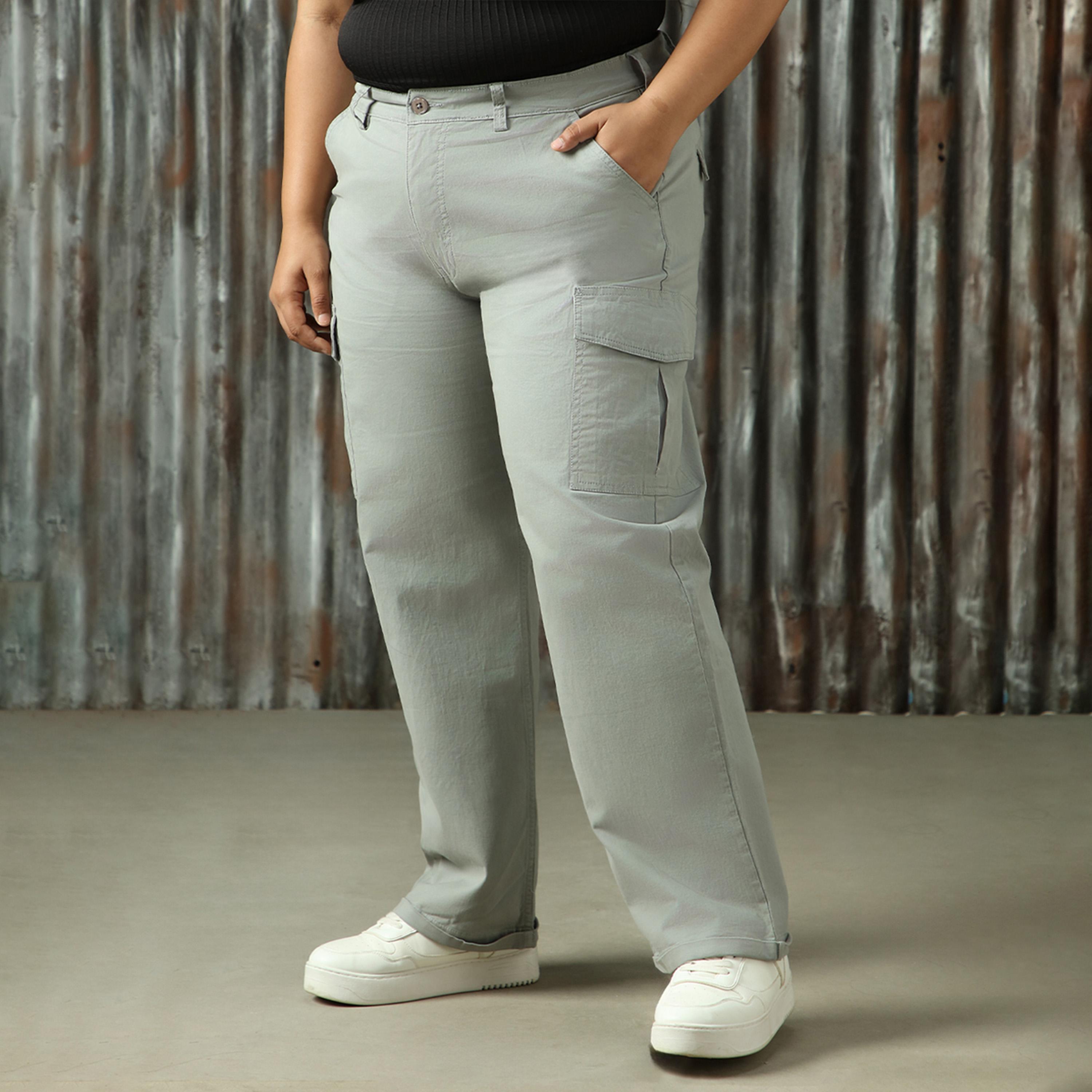 هاي ستار × ستايلي - بنطال بخصر مرتفع وقصة عادية مقاس كبير-women-clothing-bottoms-trousers-image-2