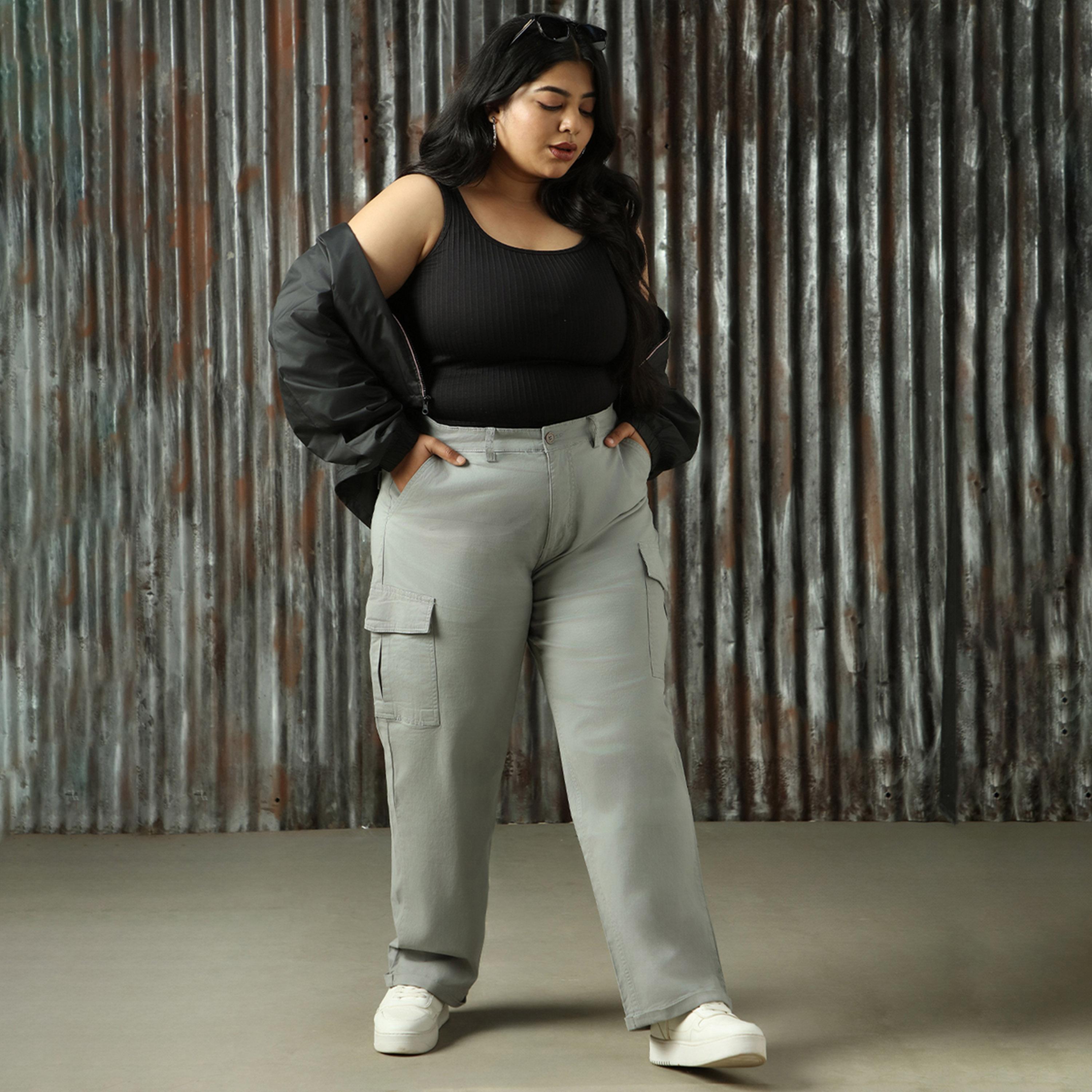 هاي ستار × ستايلي - بنطال بخصر مرتفع وقصة عادية مقاس كبير-women-clothing-bottoms-trousers-image-5
