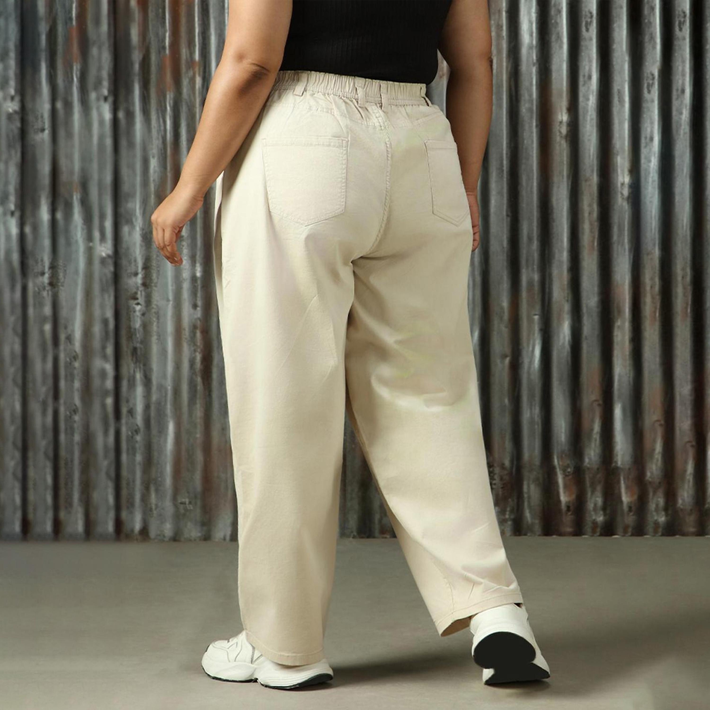 هاي ستار × ستايلي - بنطال بخصر مرتفع وقصة عادية مقاس كبير-women-clothing-bottoms-trousers-image-3