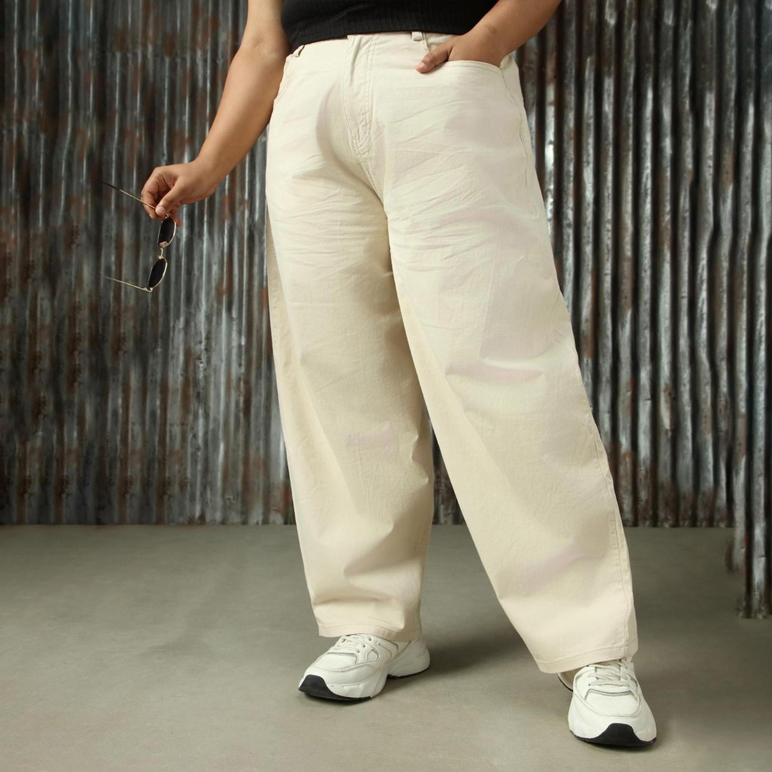 هاي ستار × ستايلي - بنطال بخصر مرتفع وقصة عادية مقاس كبير-women-clothing-bottoms-trousers-image-5