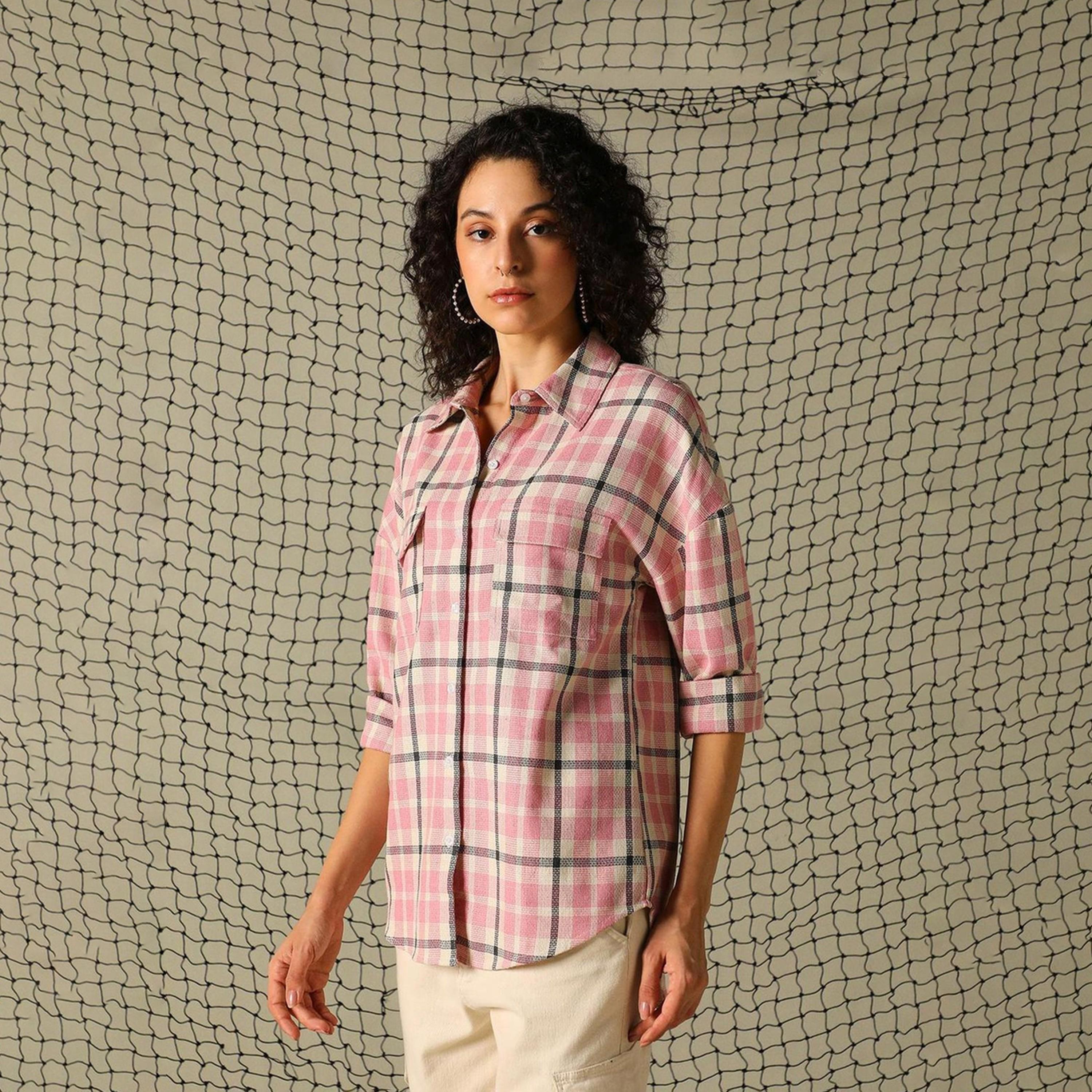 Hubberholme X Styli Checked Regular Fit Spread Collar Shirts-women-clothing-shirtsandblouses-shirts-image-2