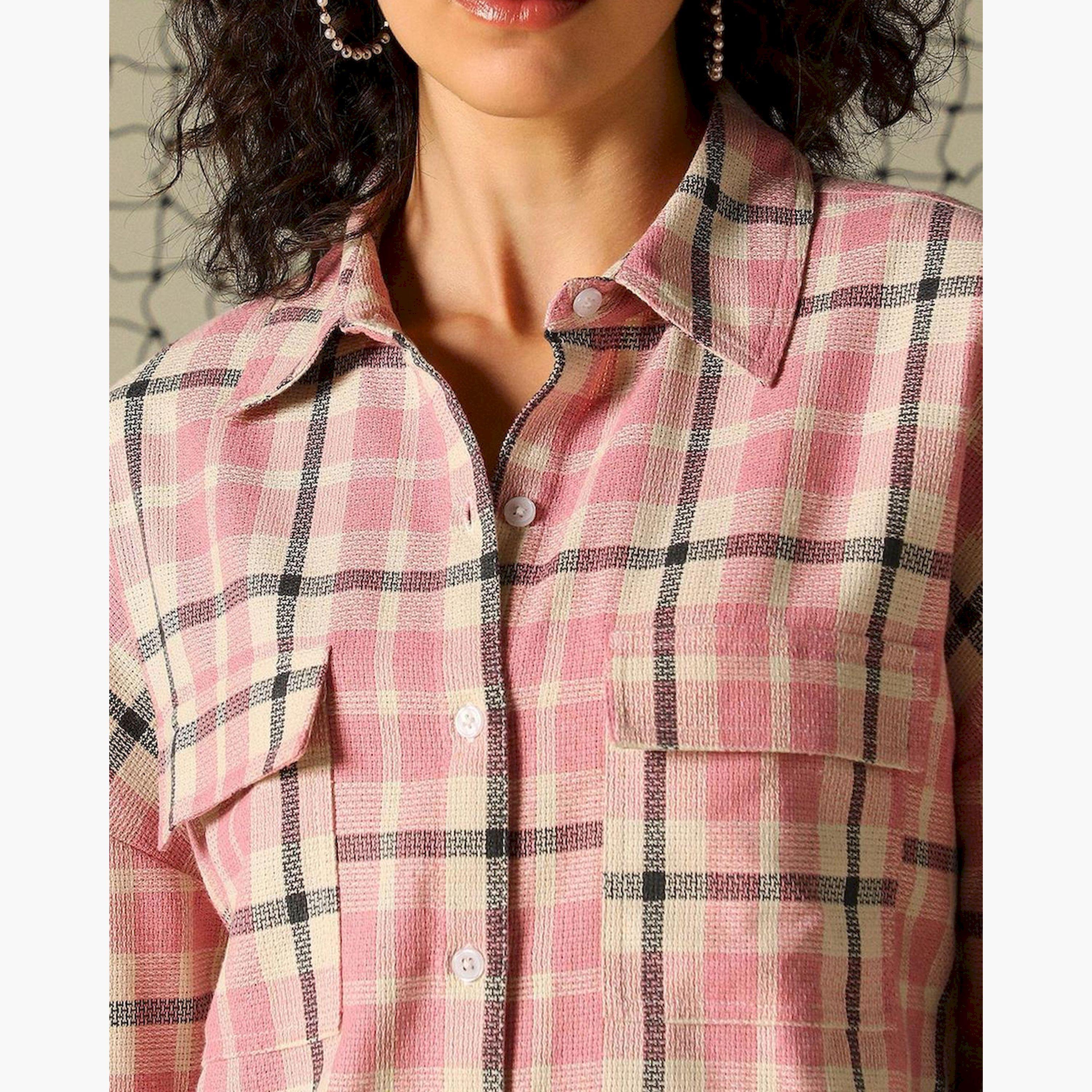 Hubberholme X Styli Checked Regular Fit Spread Collar Shirts-women-clothing-shirtsandblouses-shirts-image-4