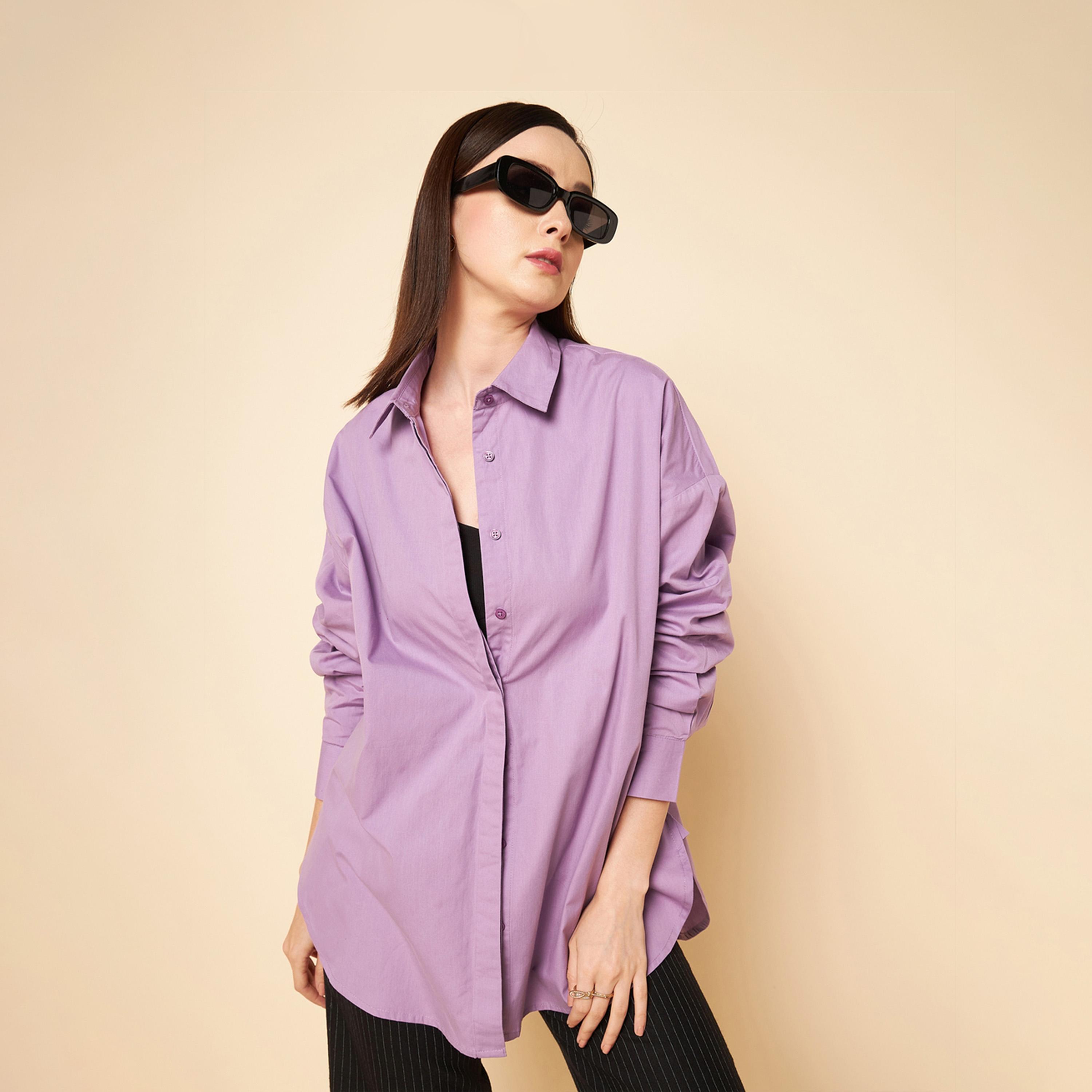High Star X Styli Oversized Solid Spread Collar Shirt-women-clothing-shirtsandblouses-shirts-image-4