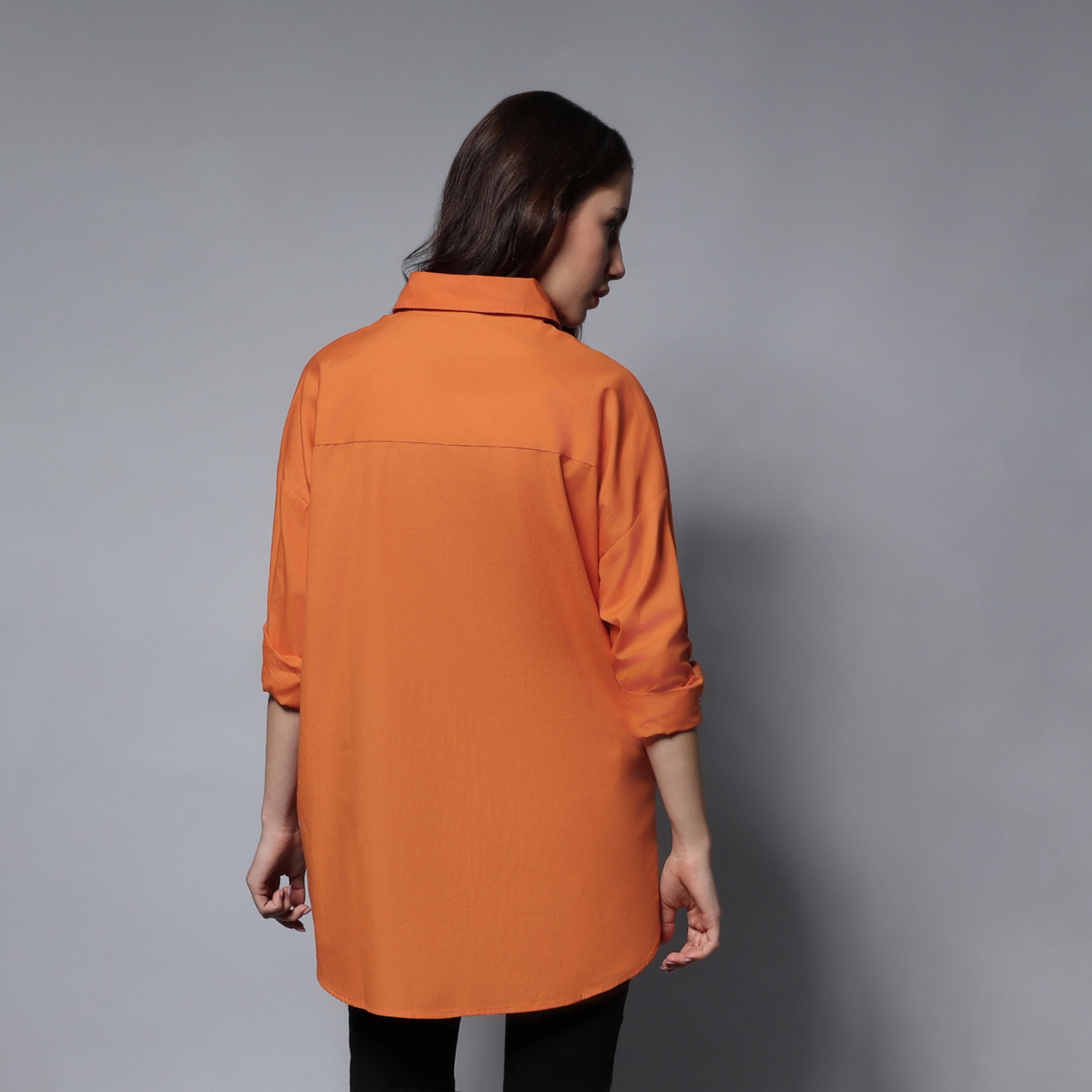 هاي ستار × ستايلي - قميص سادة بقصة كبيرة الحجم بياقة واسعة-women-clothing-shirtsandblouses-shirts-image-5