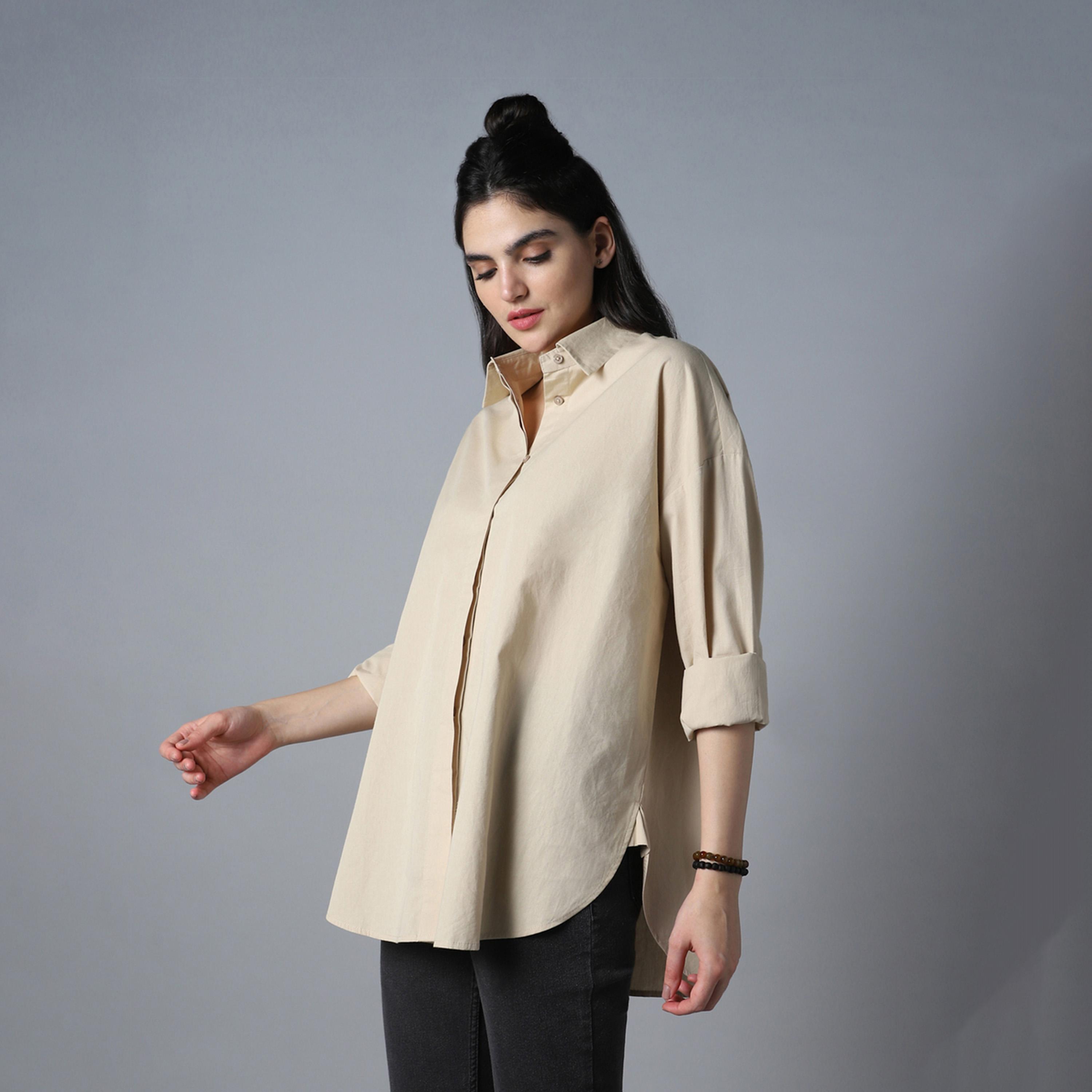 High Star X Styli Oversized Solid Spread Collar Shirt-women-clothing-shirtsandblouses-shirts-image-2