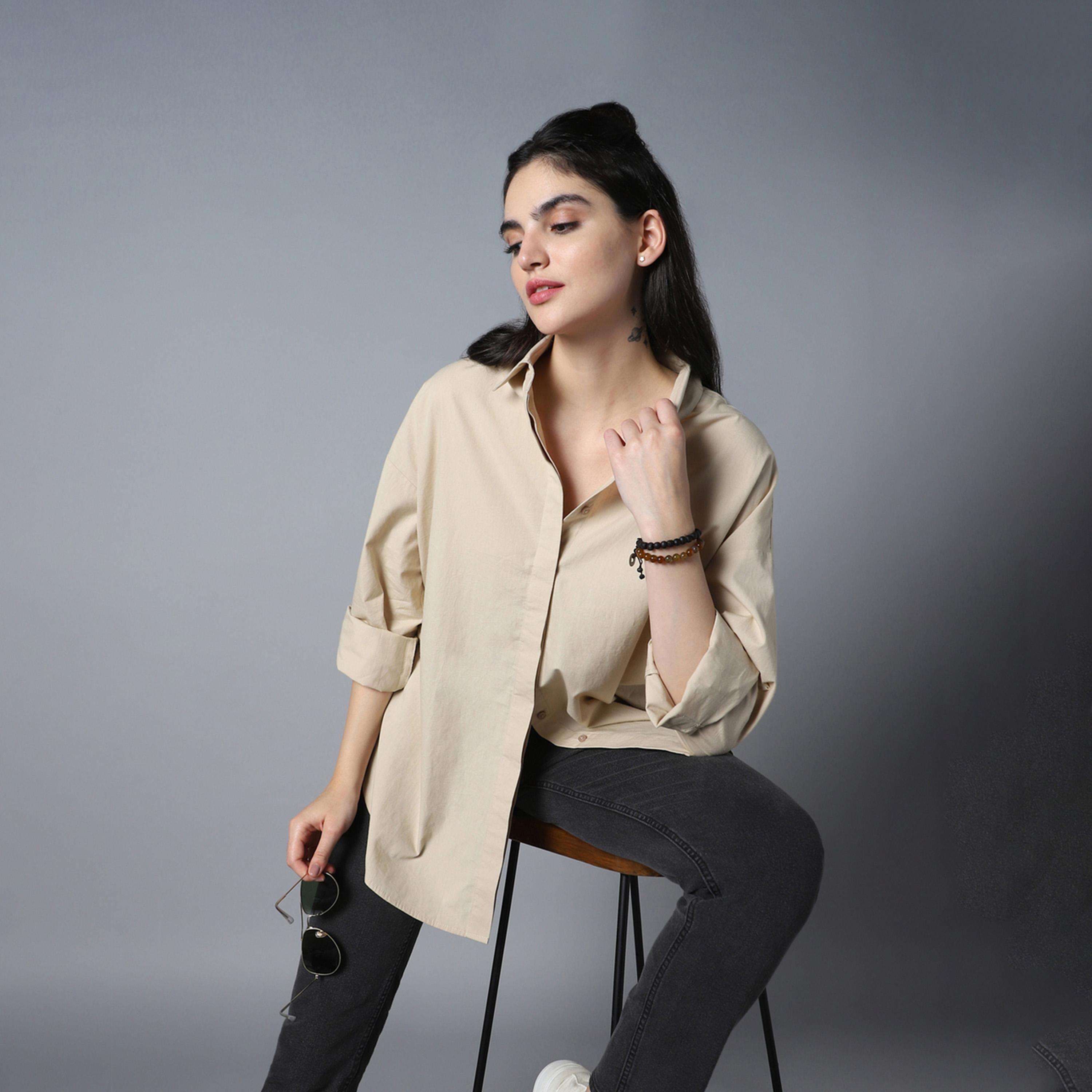 High Star X Styli Oversized Solid Spread Collar Shirt-women-clothing-shirtsandblouses-shirts-image-5