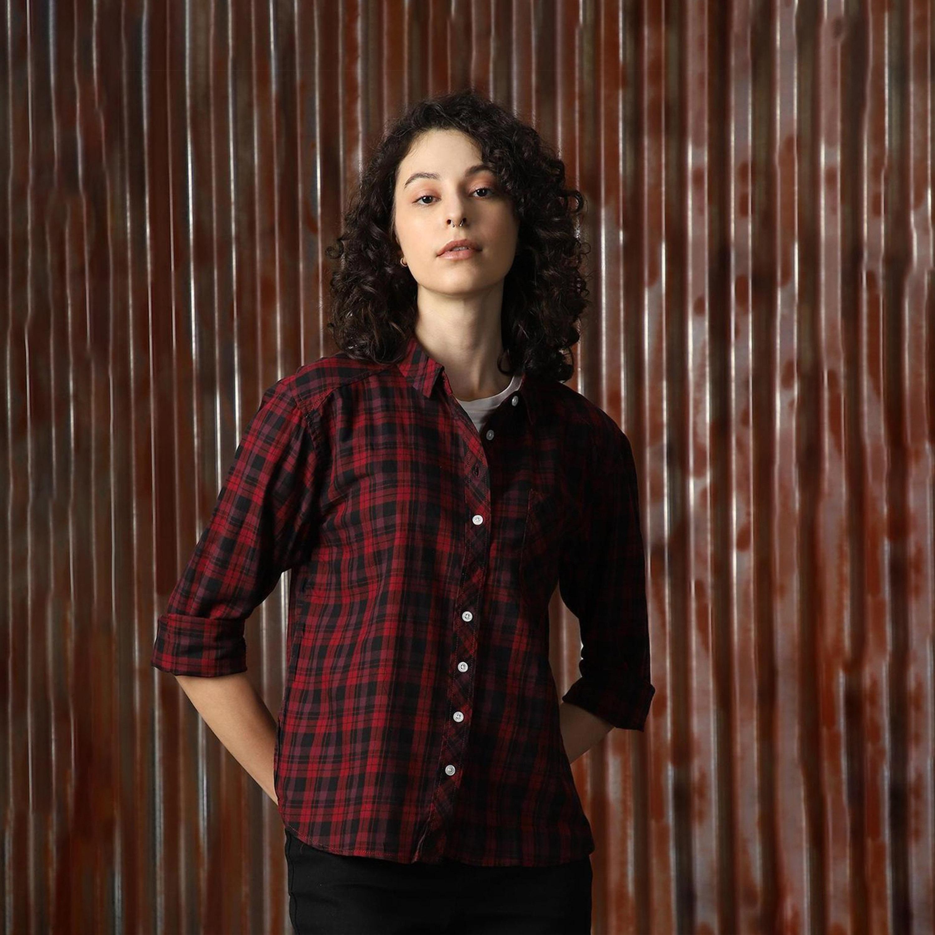 High Star X Styli Checked Regular Fit Spread Collar Shirts-women-clothing-shirtsandblouses-shirts-image-1