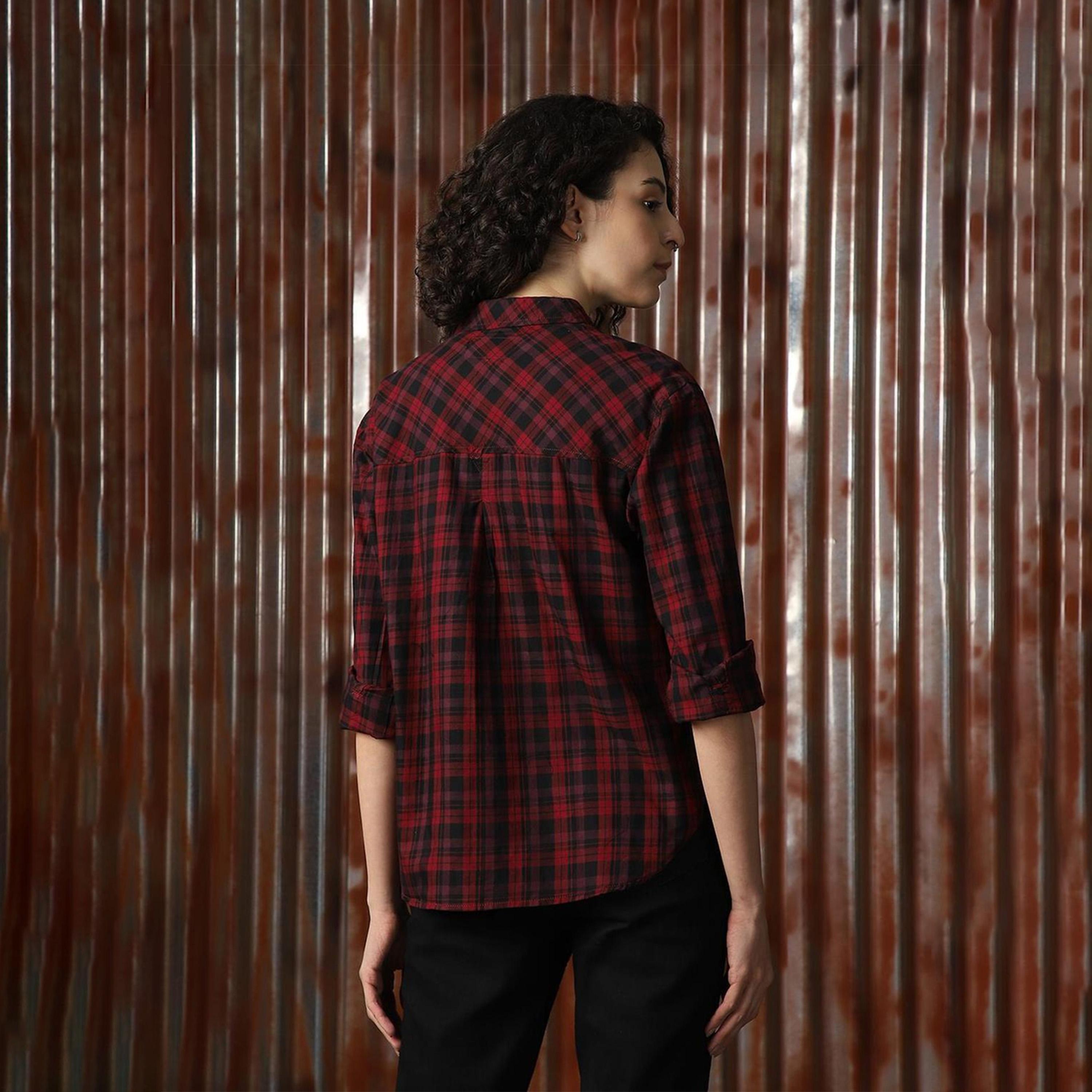 High Star X Styli Checked Regular Fit Spread Collar Shirts-women-clothing-shirtsandblouses-shirts-image-3