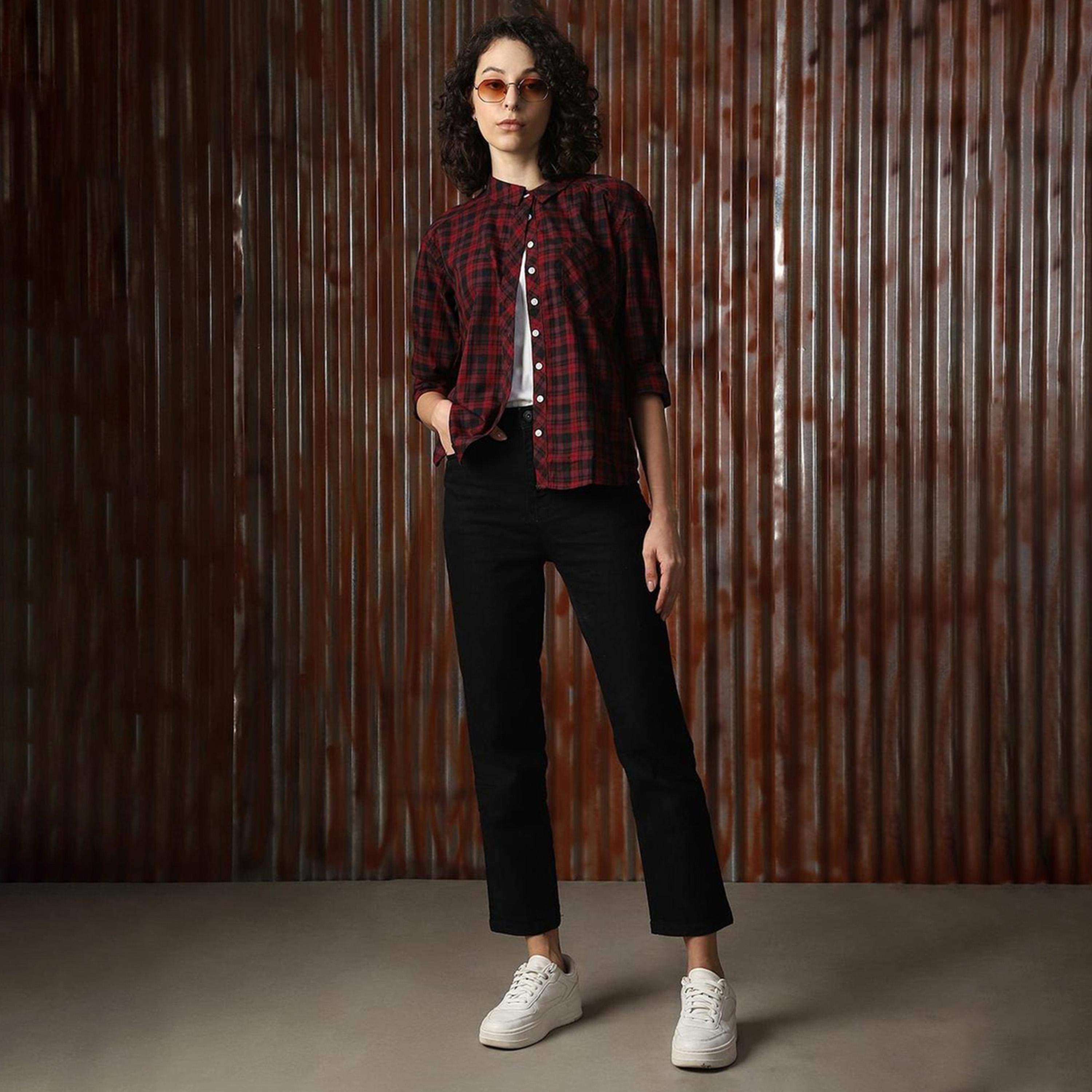 High Star X Styli Checked Regular Fit Spread Collar Shirts-women-clothing-shirtsandblouses-shirts-image-5