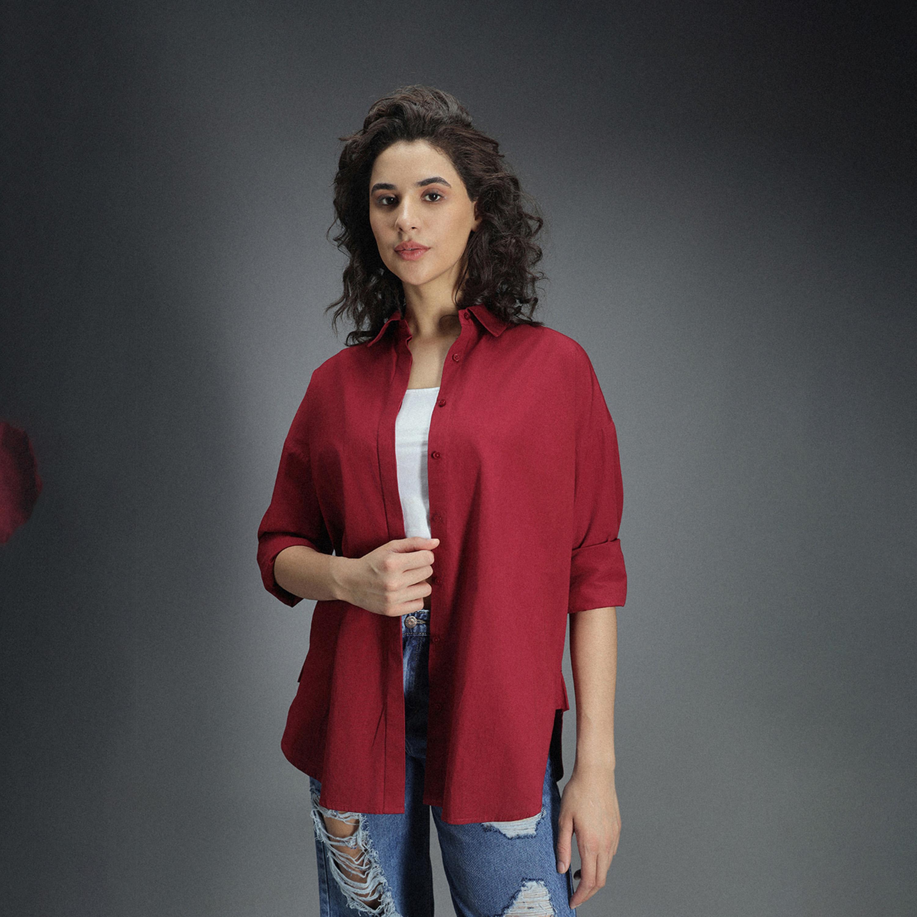 High Star X Styli Solid Regular Fit Spread Collar Shirt-women-clothing-shirtsandblouses-shirts-image-1