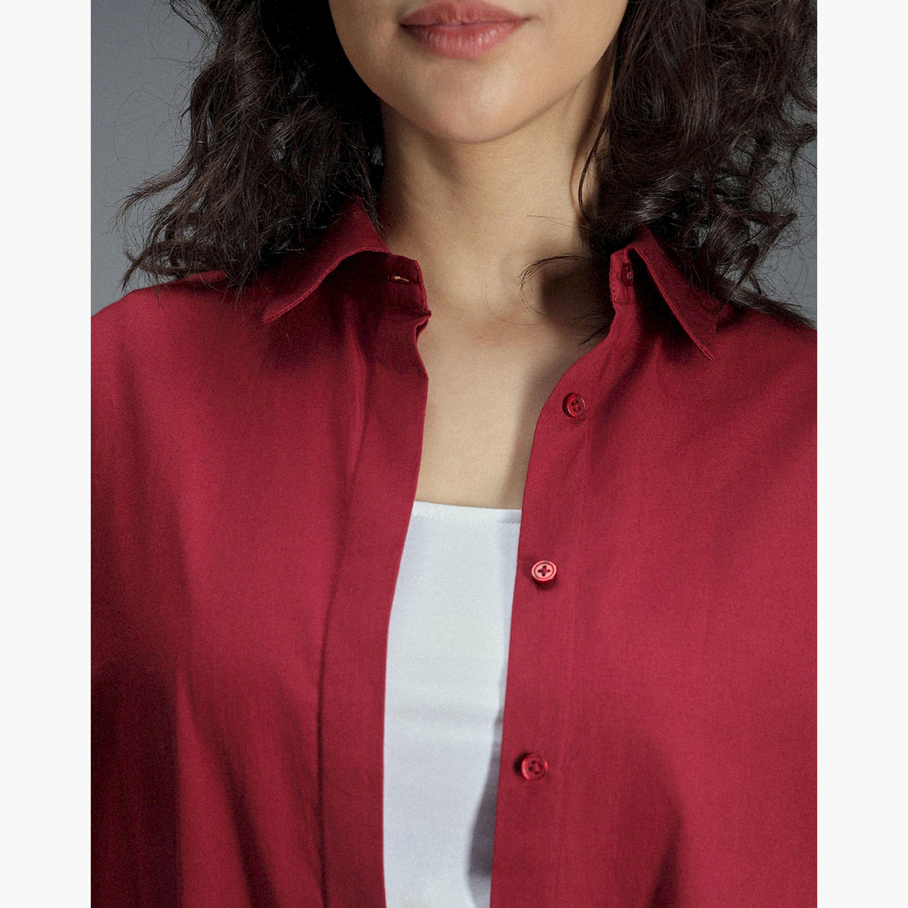 High Star X Styli Solid Regular Fit Spread Collar Shirt-women-clothing-shirtsandblouses-shirts-image-4