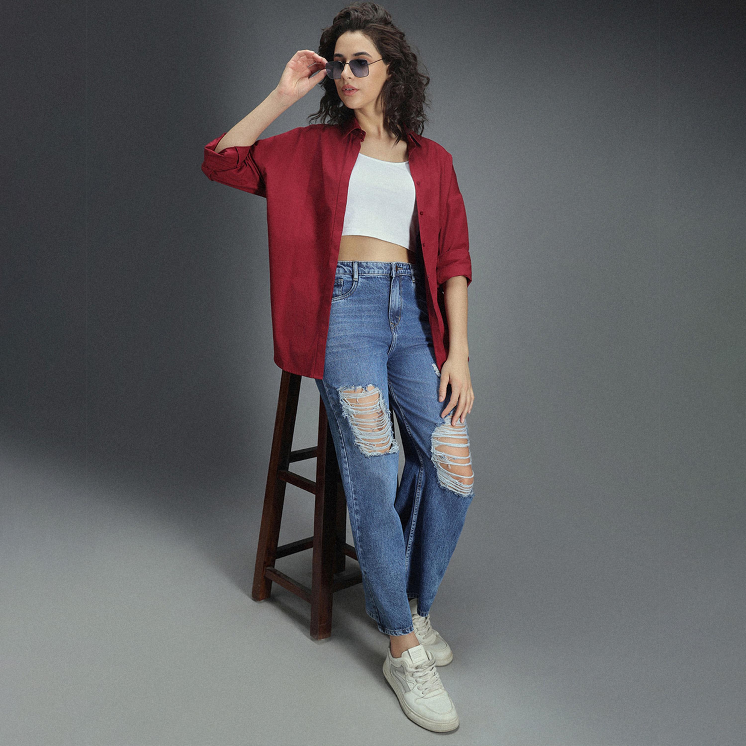 High Star X Styli Solid Regular Fit Spread Collar Shirt-women-clothing-shirtsandblouses-shirts-image-5