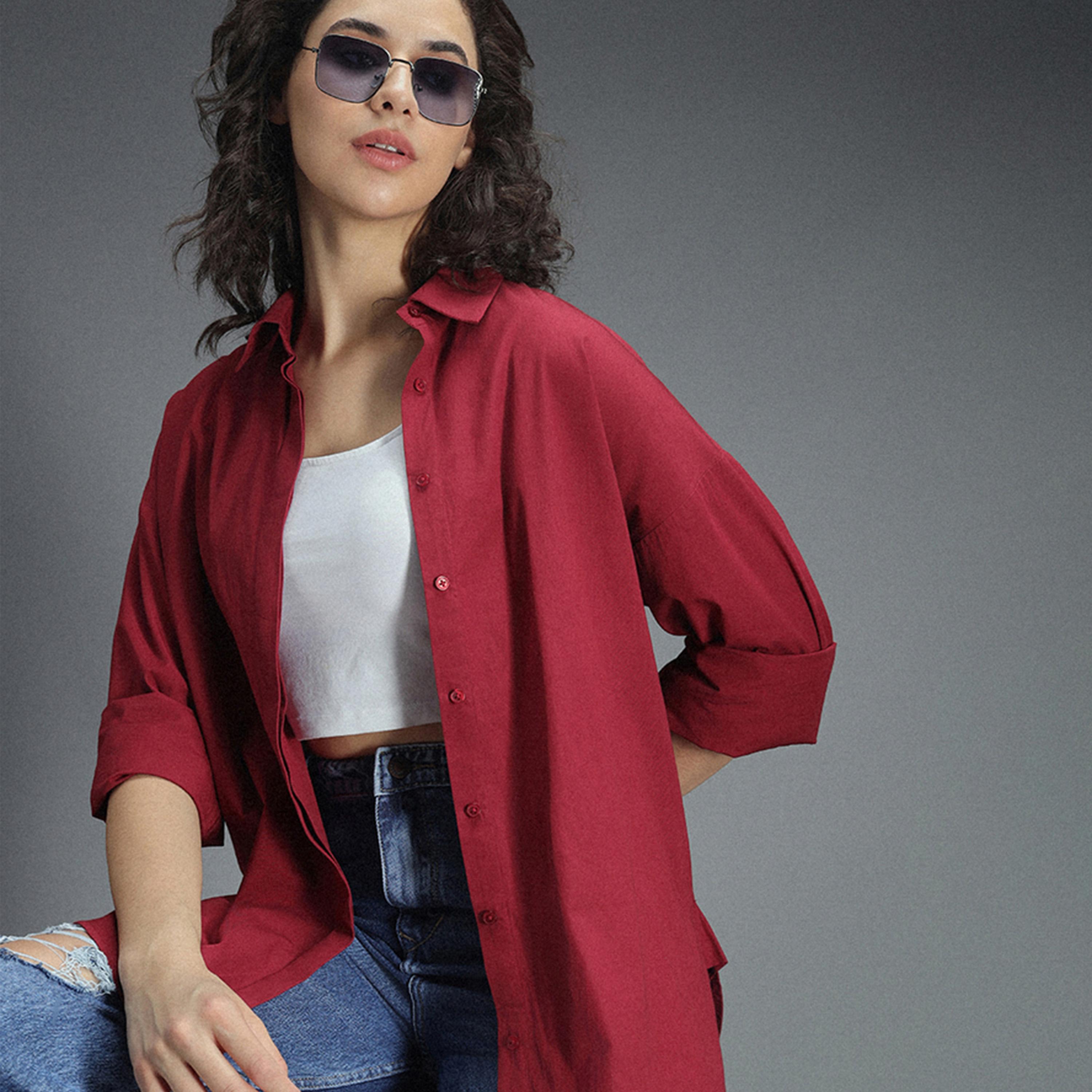 High Star X Styli Solid Regular Fit Spread Collar Shirt-women-clothing-shirtsandblouses-shirts-image-6