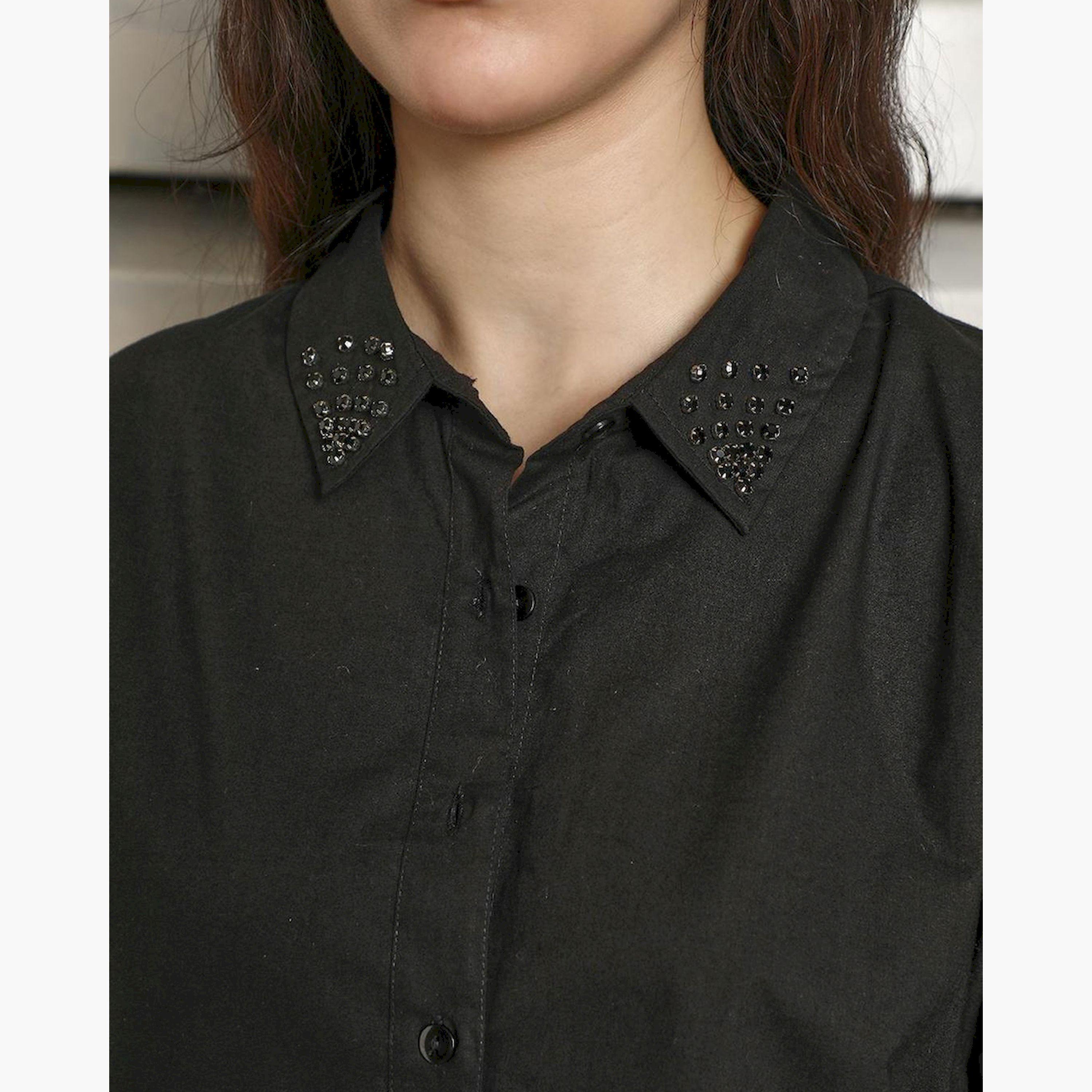 هاي ستار × ستايلي - قميص مزخرفة بقصّة عادية وياقة واسعة-women-clothing-shirtsandblouses-shirts-image-5