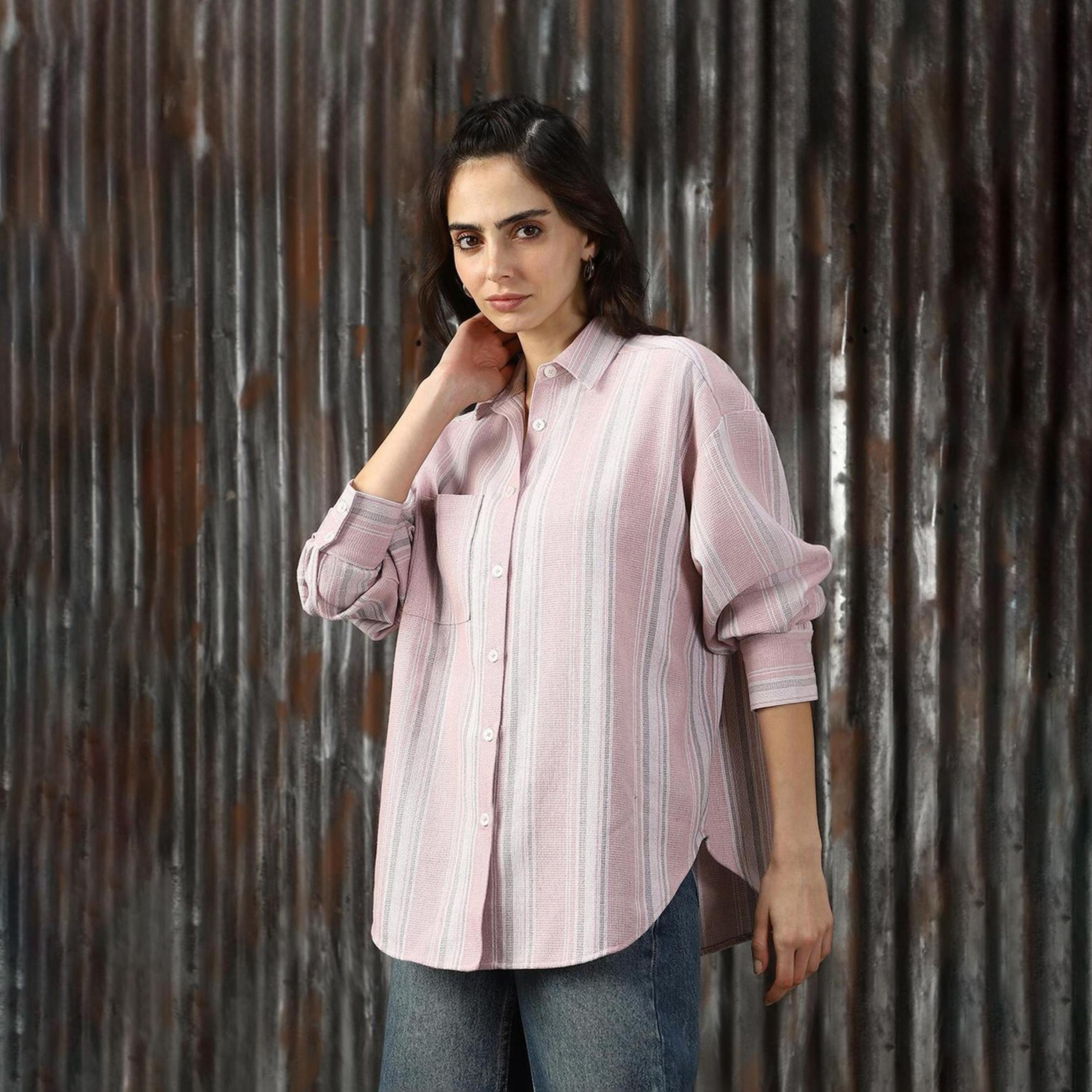 High Star X Styli Striped Spread Collar Buttoned Shirts-women-clothing-shirtsandblouses-shirts-image-2