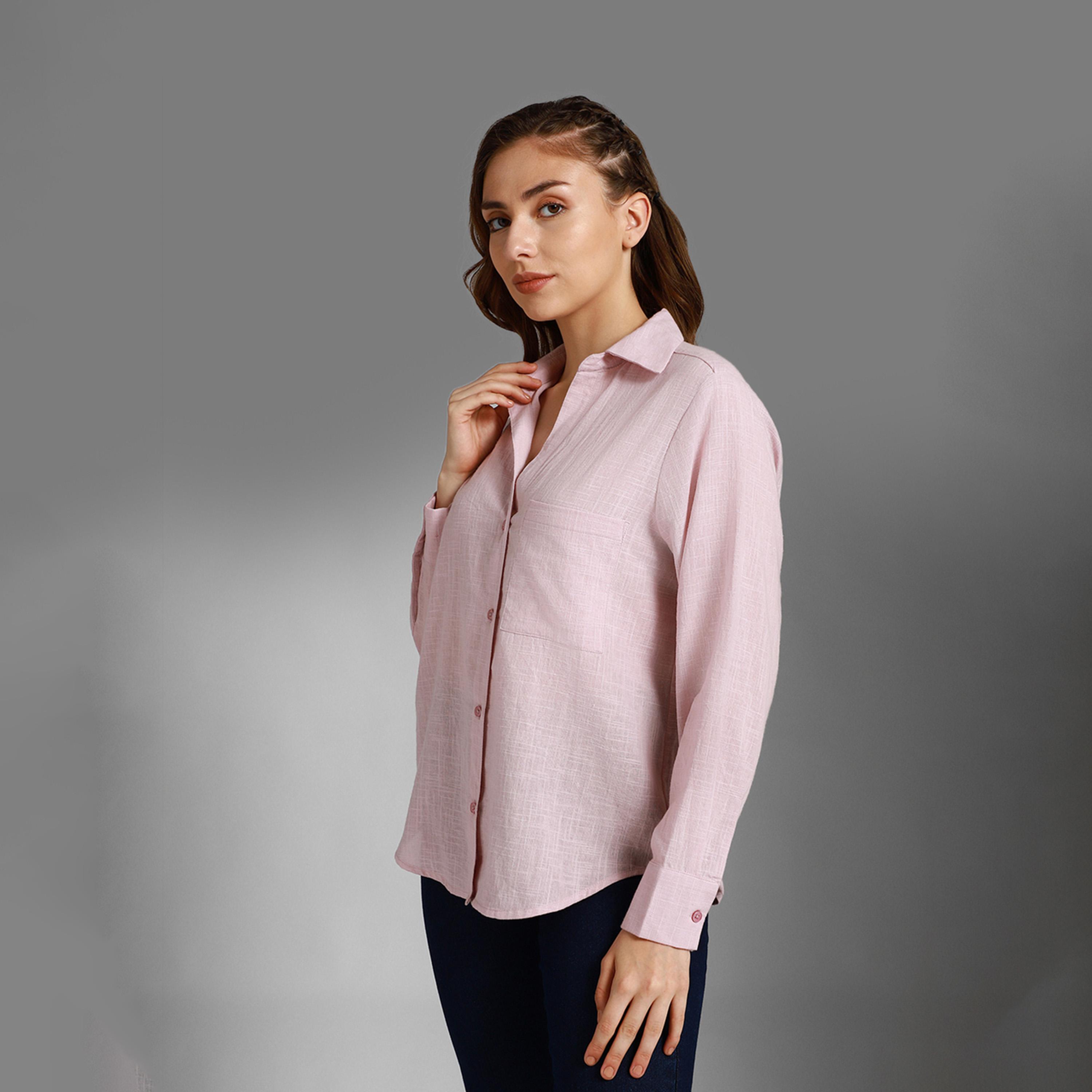 High Star X Styli Solid Spread Collar Regular Fit Shirt-women-clothing-shirtsandblouses-shirts-image-1