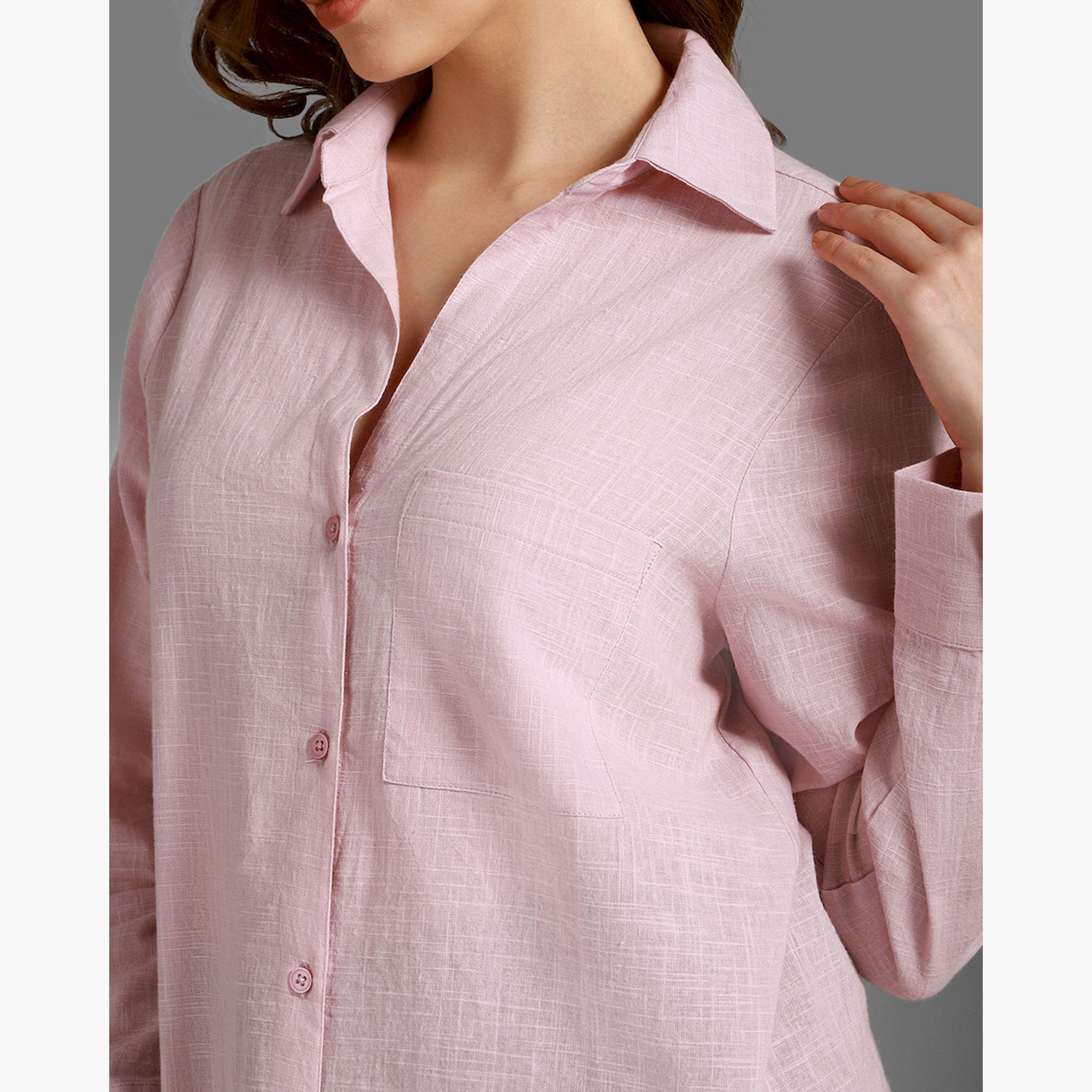 High Star X Styli Solid Spread Collar Regular Fit Shirt-women-clothing-shirtsandblouses-shirts-image-3