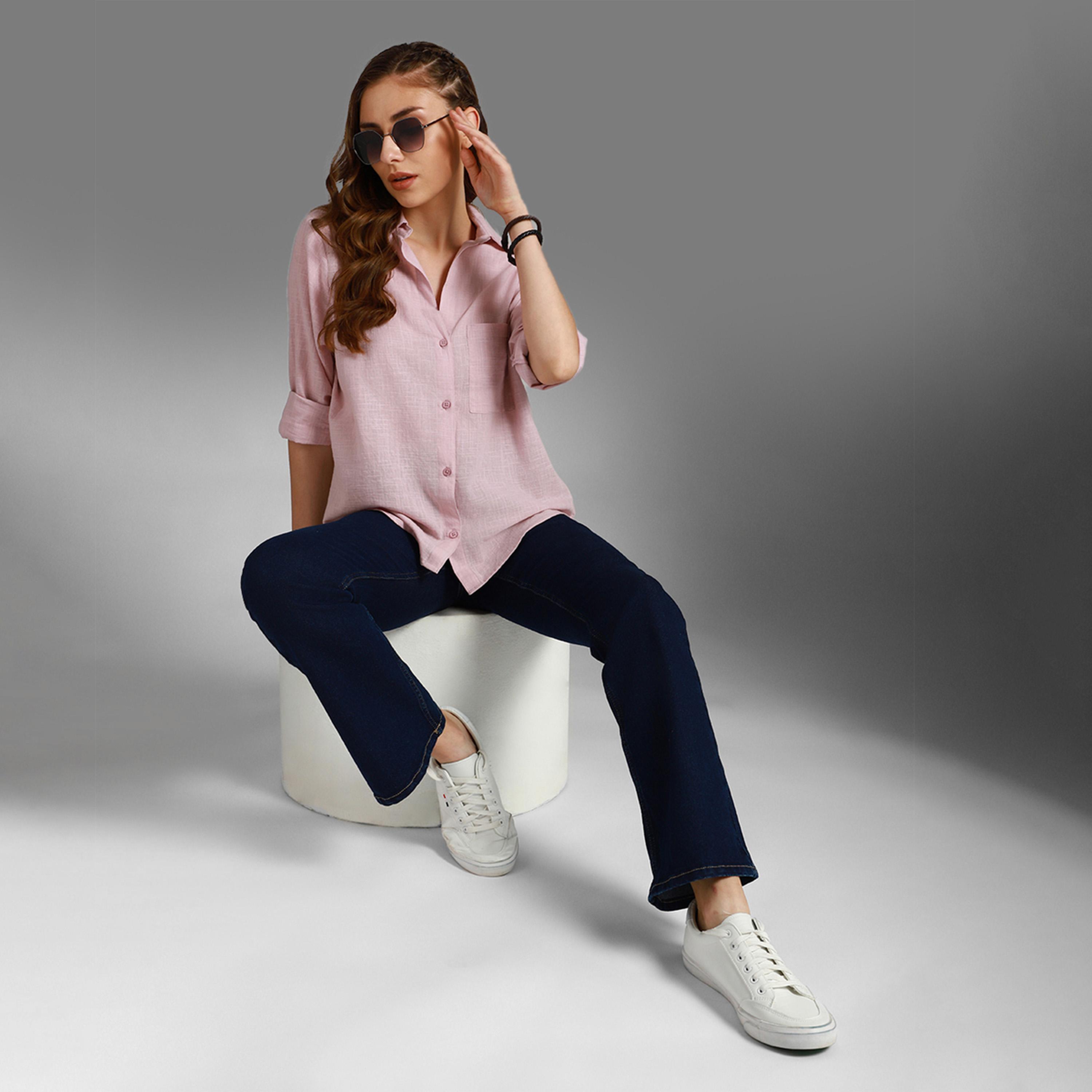 High Star X Styli Solid Spread Collar Regular Fit Shirt-women-clothing-shirtsandblouses-shirts-image-4