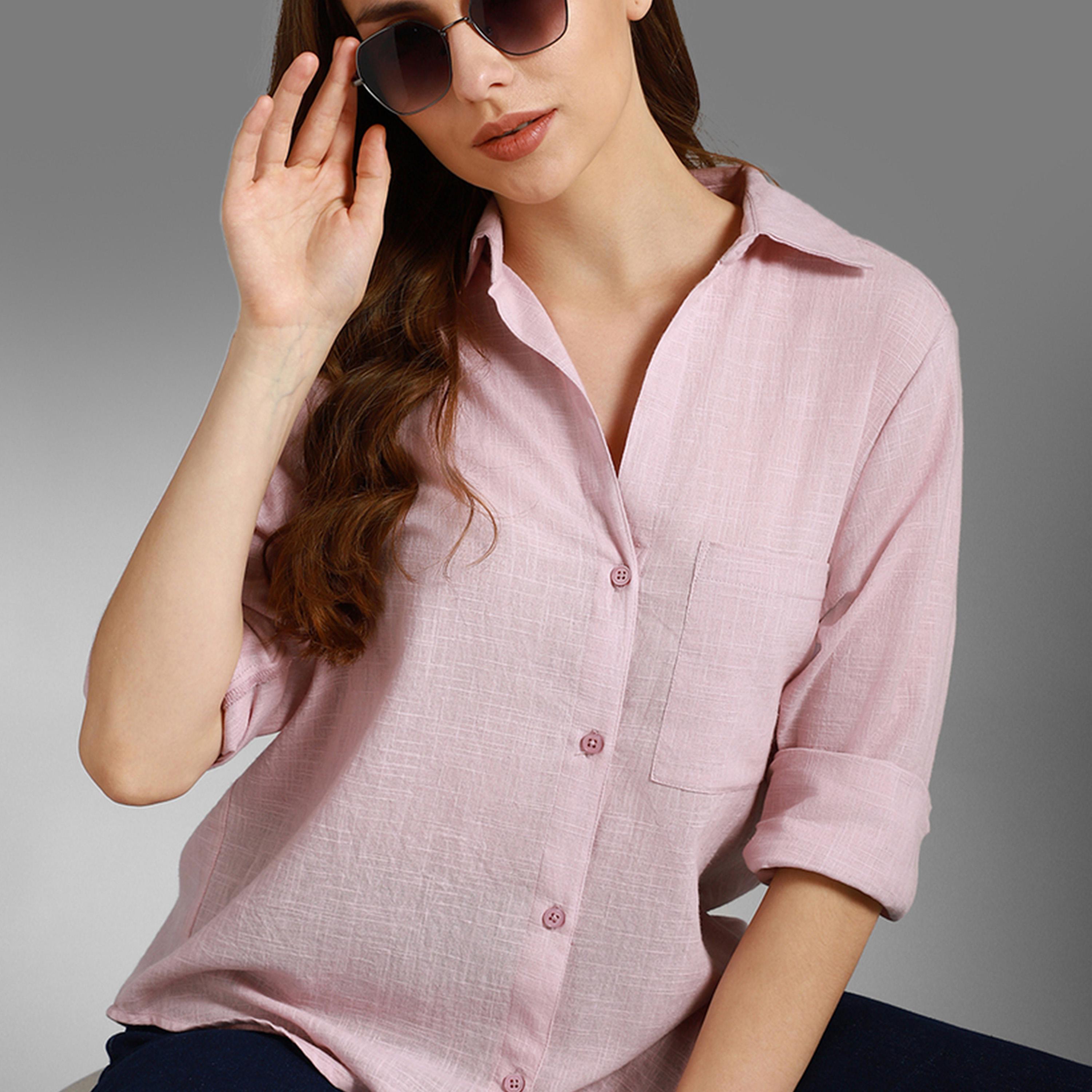 High Star X Styli Solid Spread Collar Regular Fit Shirt-women-clothing-shirtsandblouses-shirts-image-5