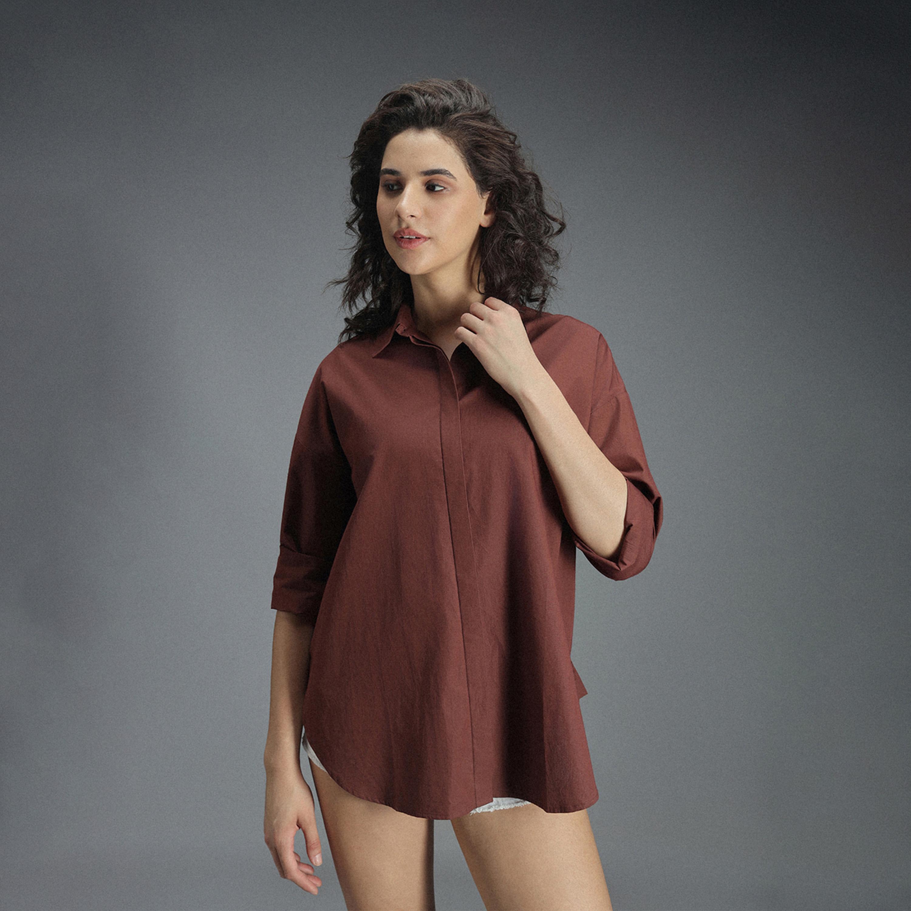 هاي ستار × ستايلي - قميص نسائي - بني-women-clothing-shirtsandblouses-shirts-image-1