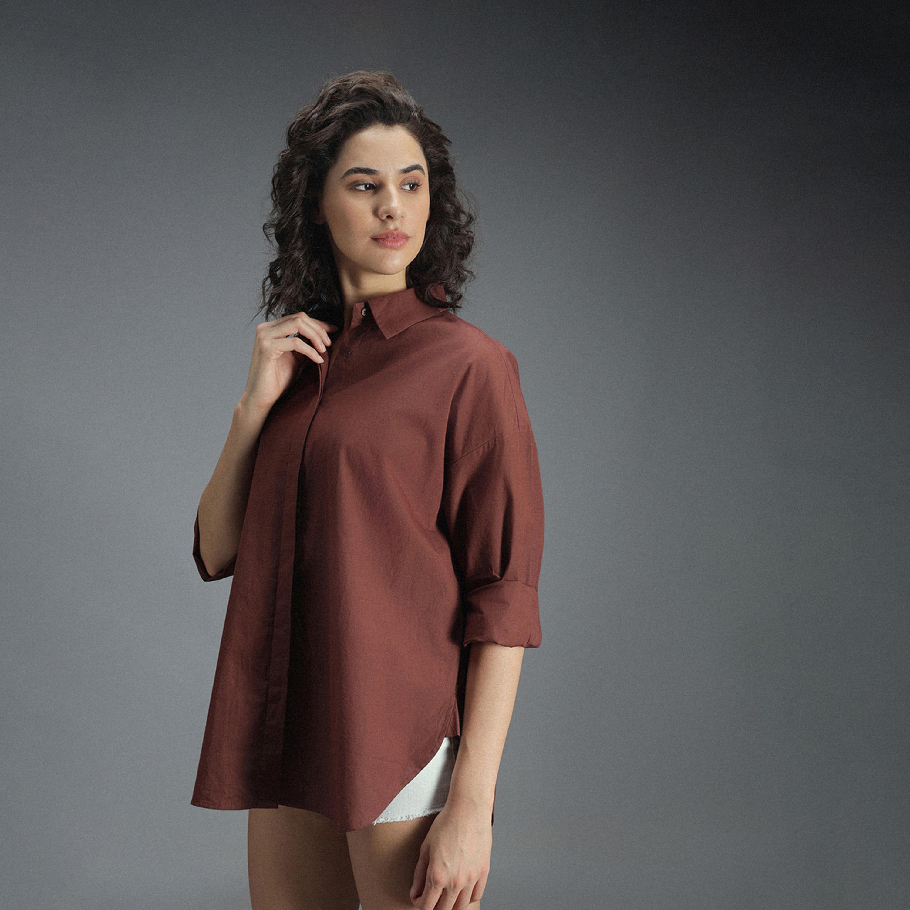 هاي ستار × ستايلي - قميص نسائي - بني-women-clothing-shirtsandblouses-shirts-image-2